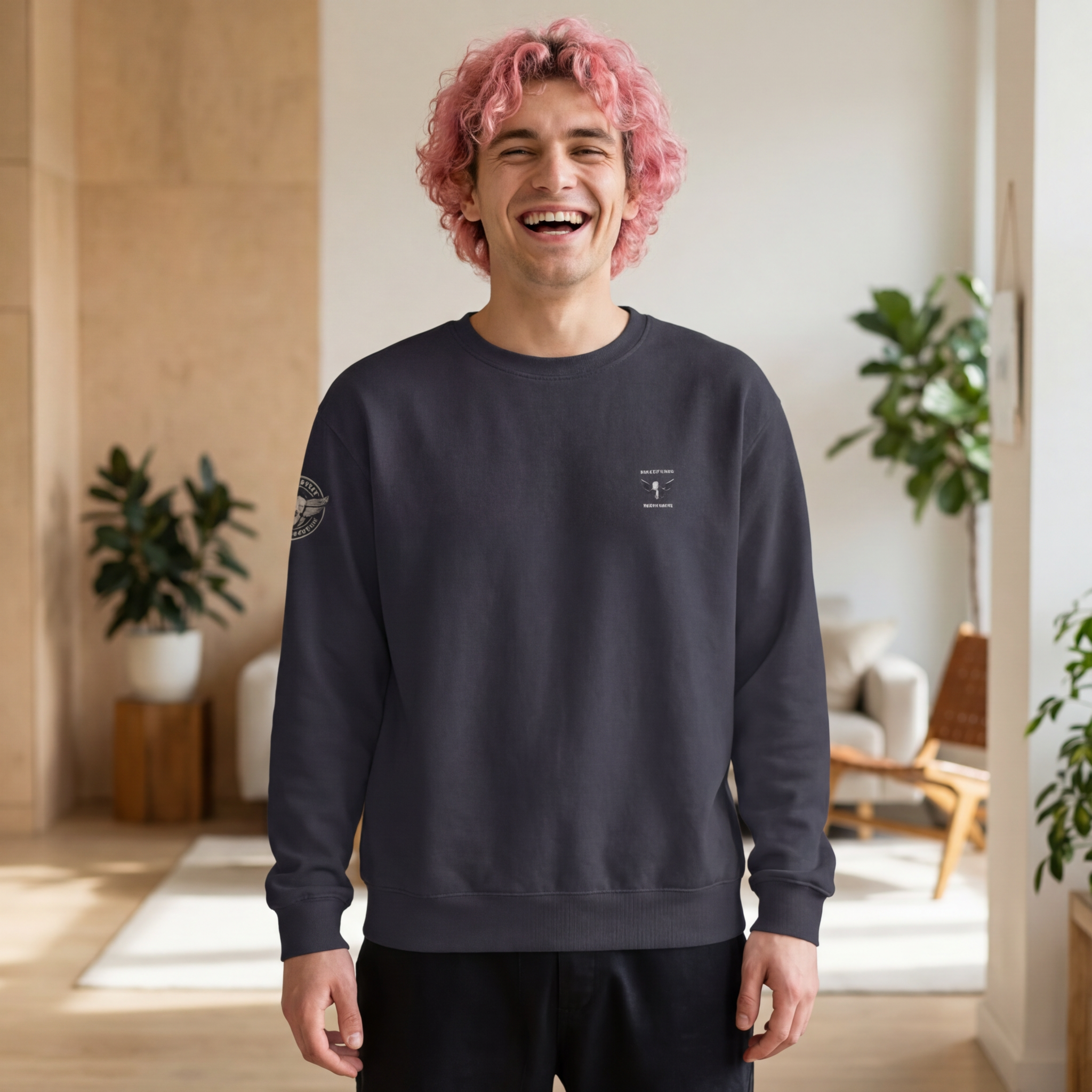 Copy of Crewneck Sweatshirt — 'Maniac Forever' Vintage Robot vs. Hero Graphic product thumbnail image Copy of Crewneck Sweatshirt — 'Maniac Forever' Vintage Robot vs. Hero Graphic product thumbnail image