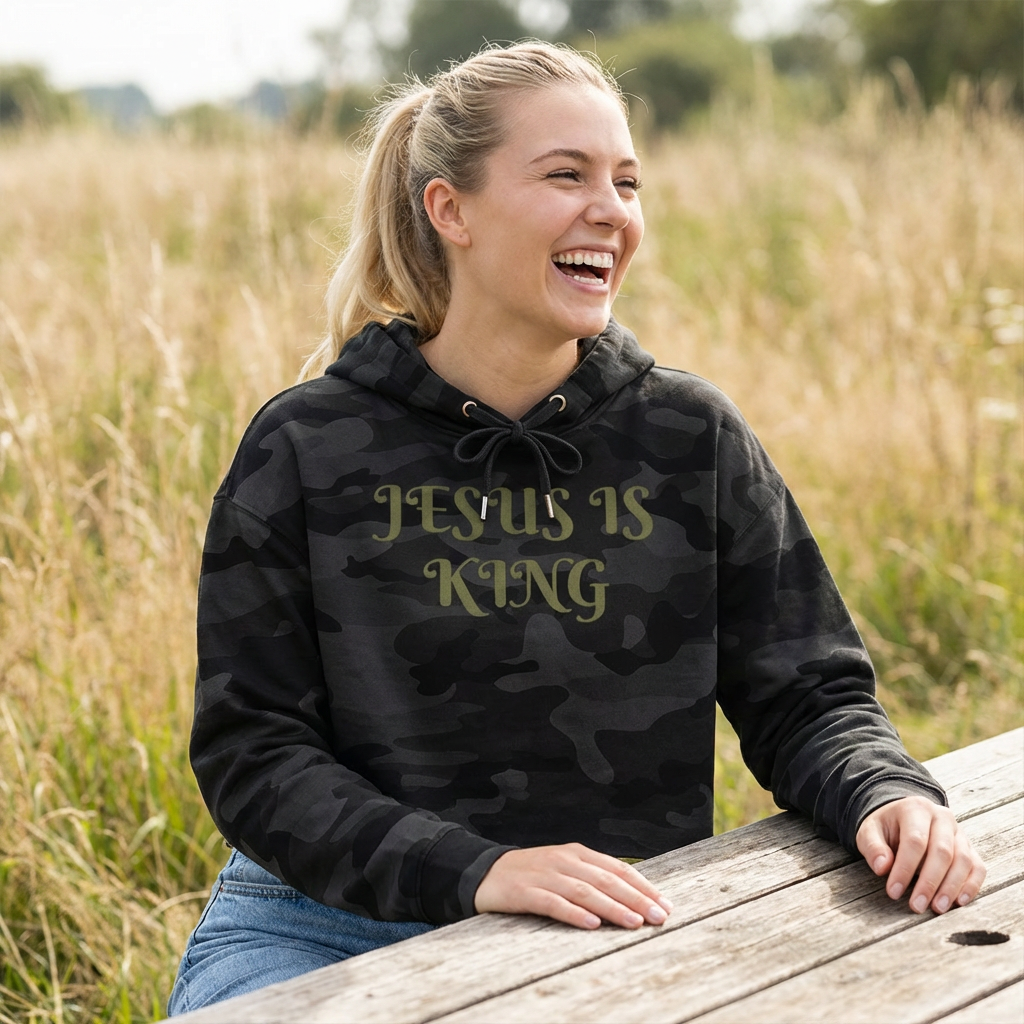 Jesus is King Women’s Cropped Hooded Sweatshirt product thumbnail image Jesus is King Women’s Cropped Hooded Sweatshirt product thumbnail image