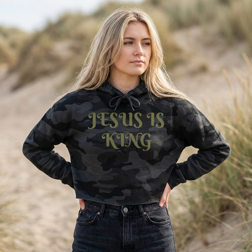 Jesus is King Women’s Cropped Hooded Sweatshirt product thumbnail image Jesus is King Women’s Cropped Hooded Sweatshirt product thumbnail image