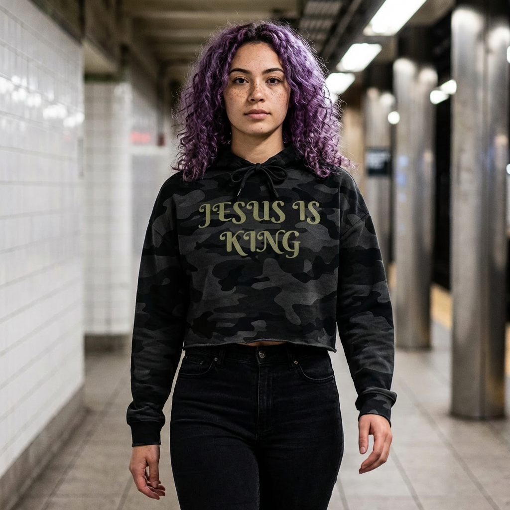 Jesus is King Women’s Cropped Hooded Sweatshirt product thumbnail image