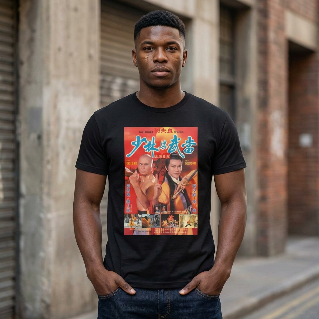 "Shaolin vs Wu Tang" 1983 Vintage Movie Poster T-Shirt product thumbnail image "Shaolin vs Wu Tang" 1983 Vintage Movie Poster T-Shirt product thumbnail image