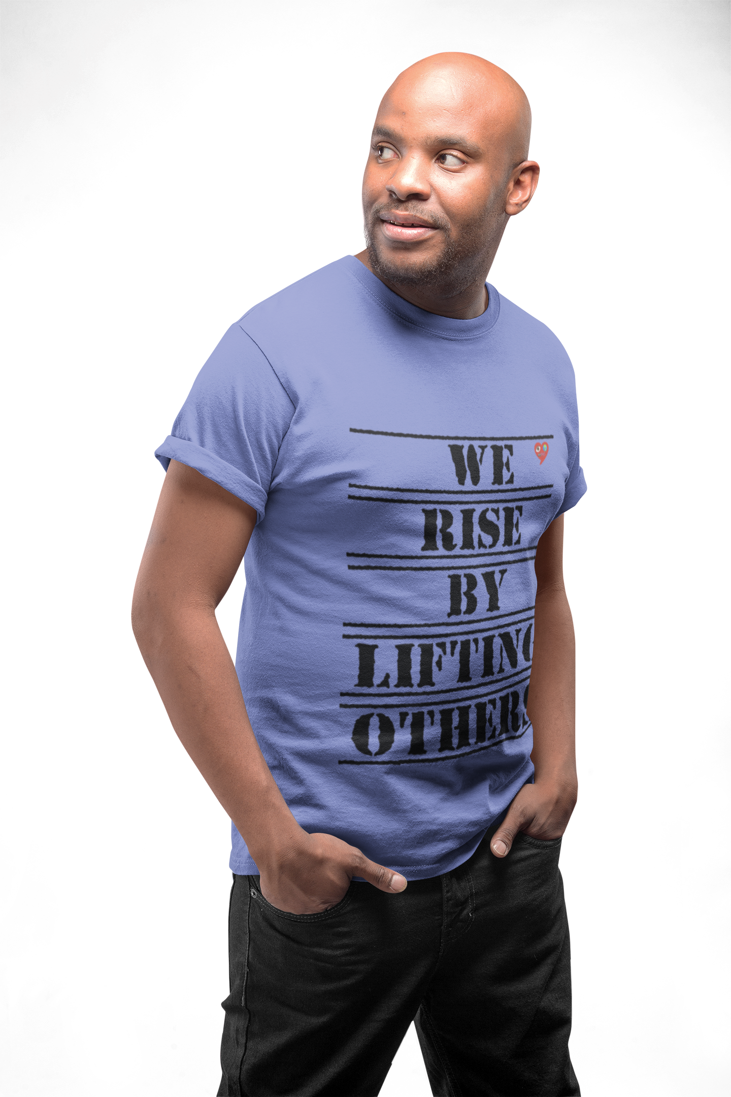 We Rise By Lifting Others T-Shirt – Inspirational Quote Tee with Small Heart product thumbnail image