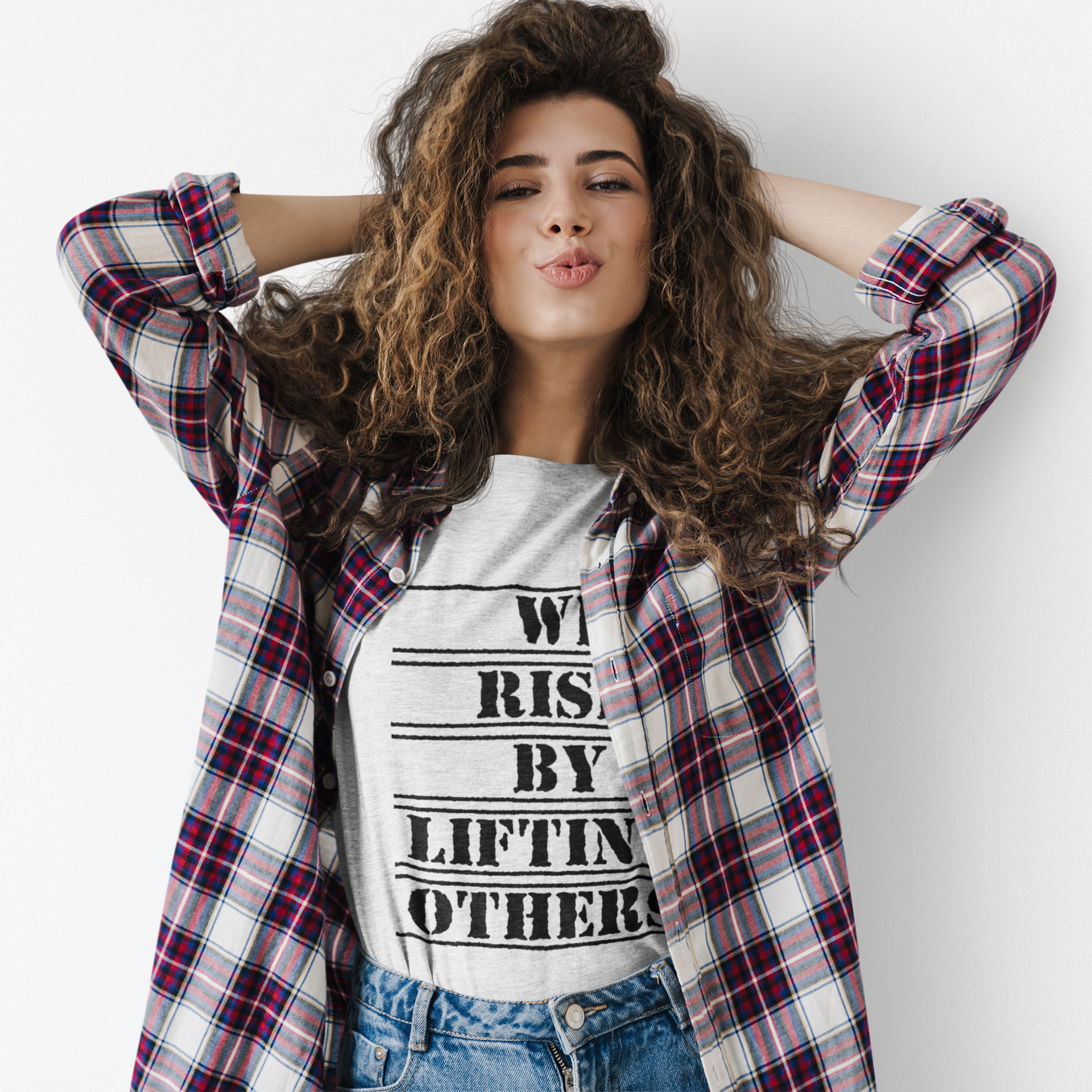 We Rise By Lifting Others T-Shirt – Inspirational Quote Tee with Small Heart product thumbnail image