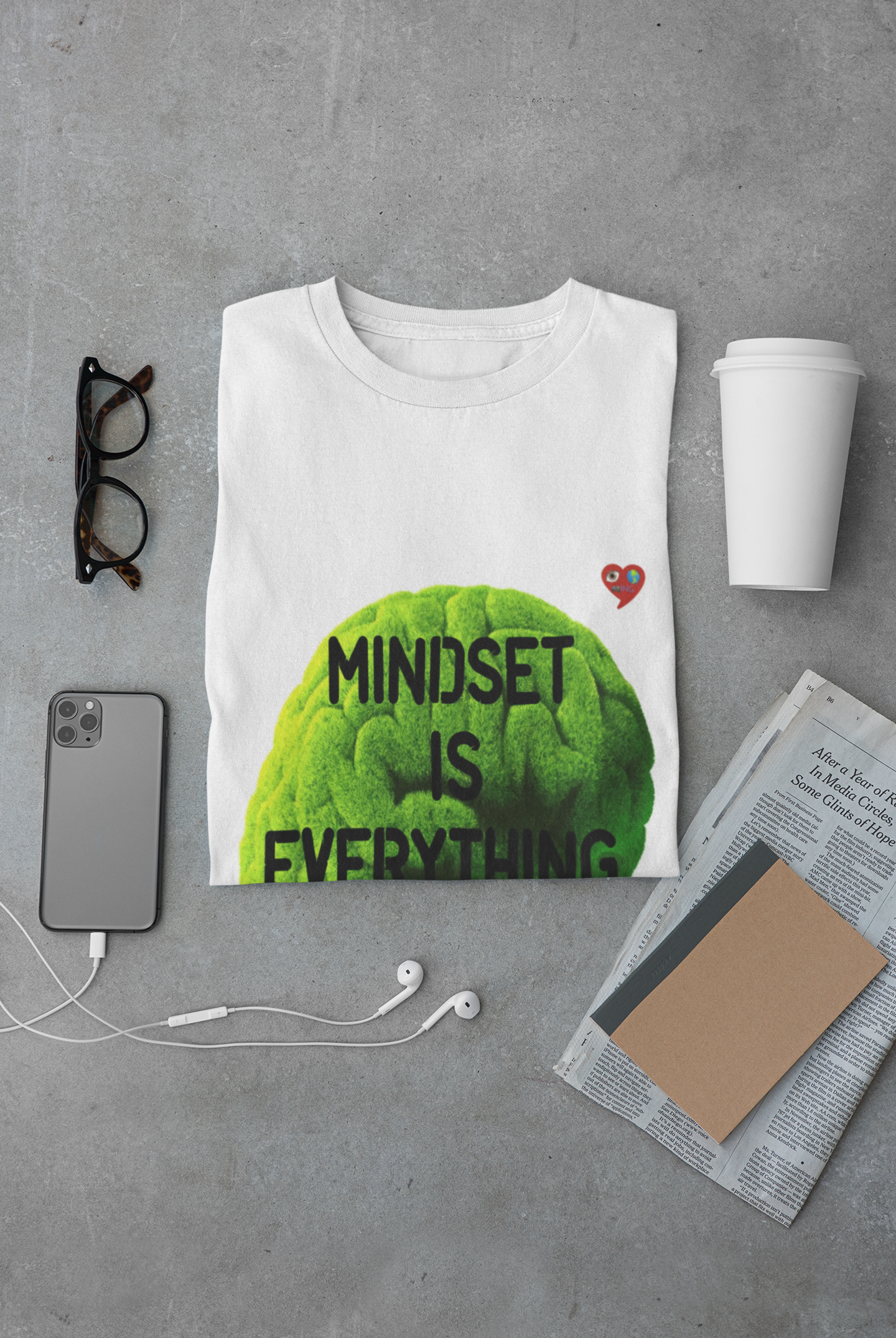 Mindset Is Everything T-Shirt — Motivational Brain Graphic Tee product thumbnail image