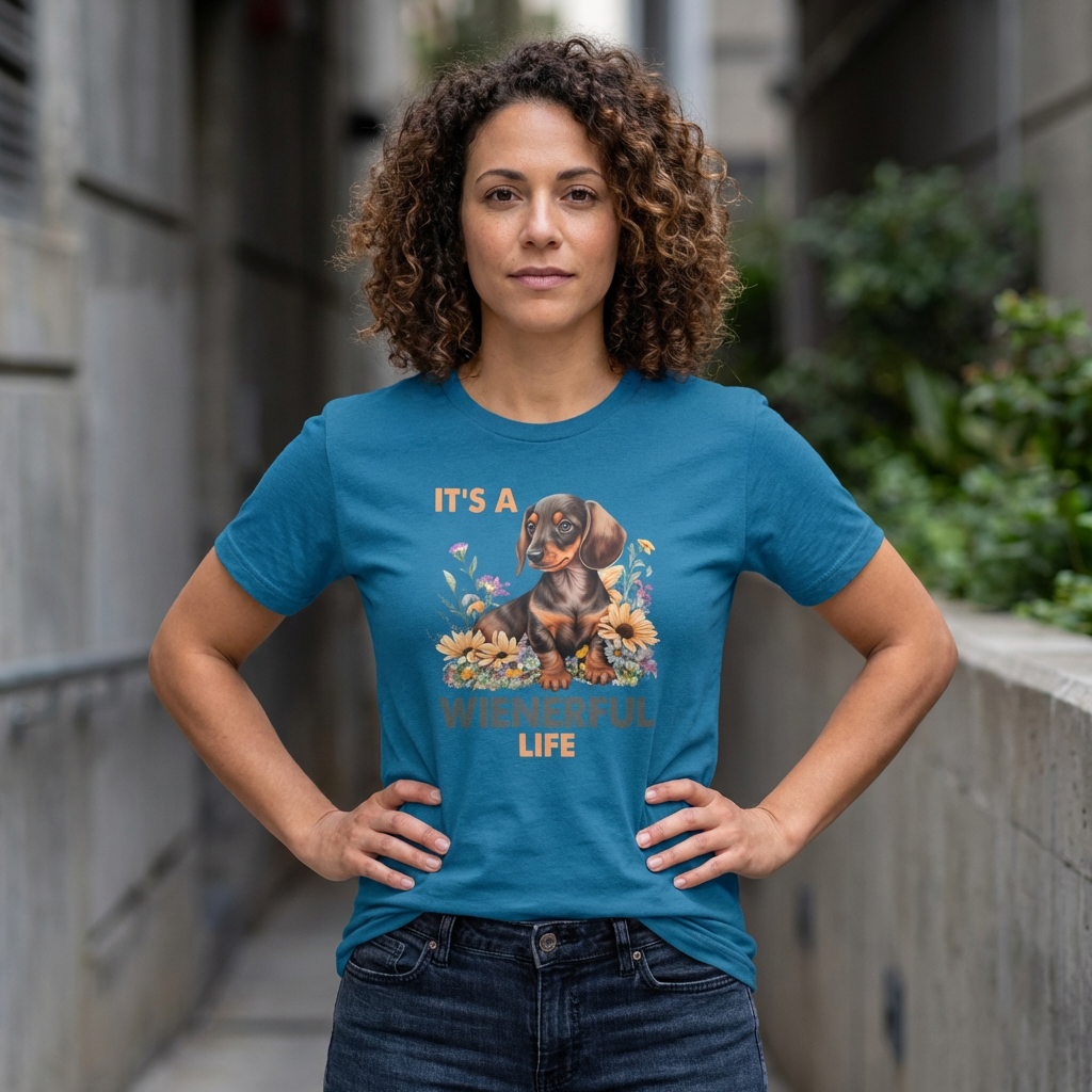 Wienerful Life T-Shirt — Cute Dachshund Puppy Floral Tee product thumbnail image Wienerful Life T-Shirt — Cute Dachshund Puppy Floral Tee product thumbnail image