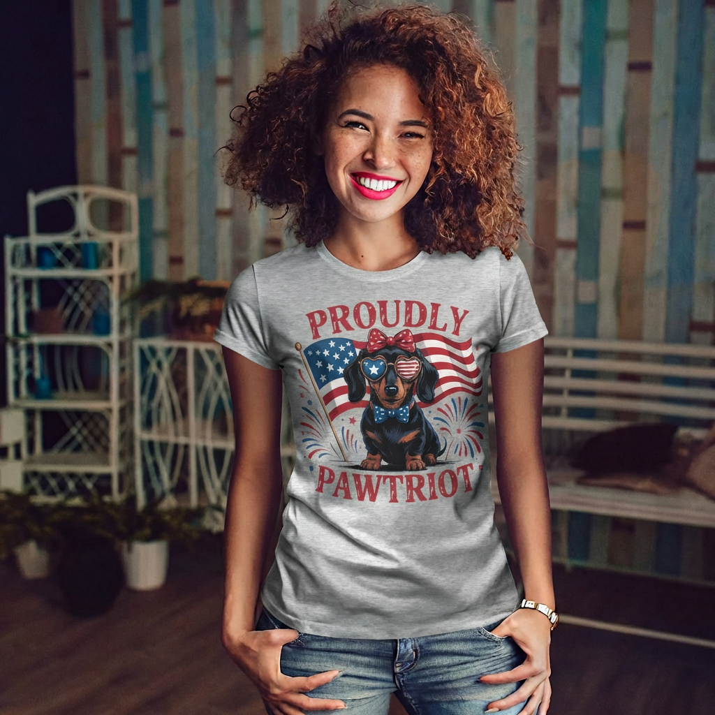 Proudly Pawtriot T-Shirt — Patriotic Dachshund Dog Tee for 4th of July