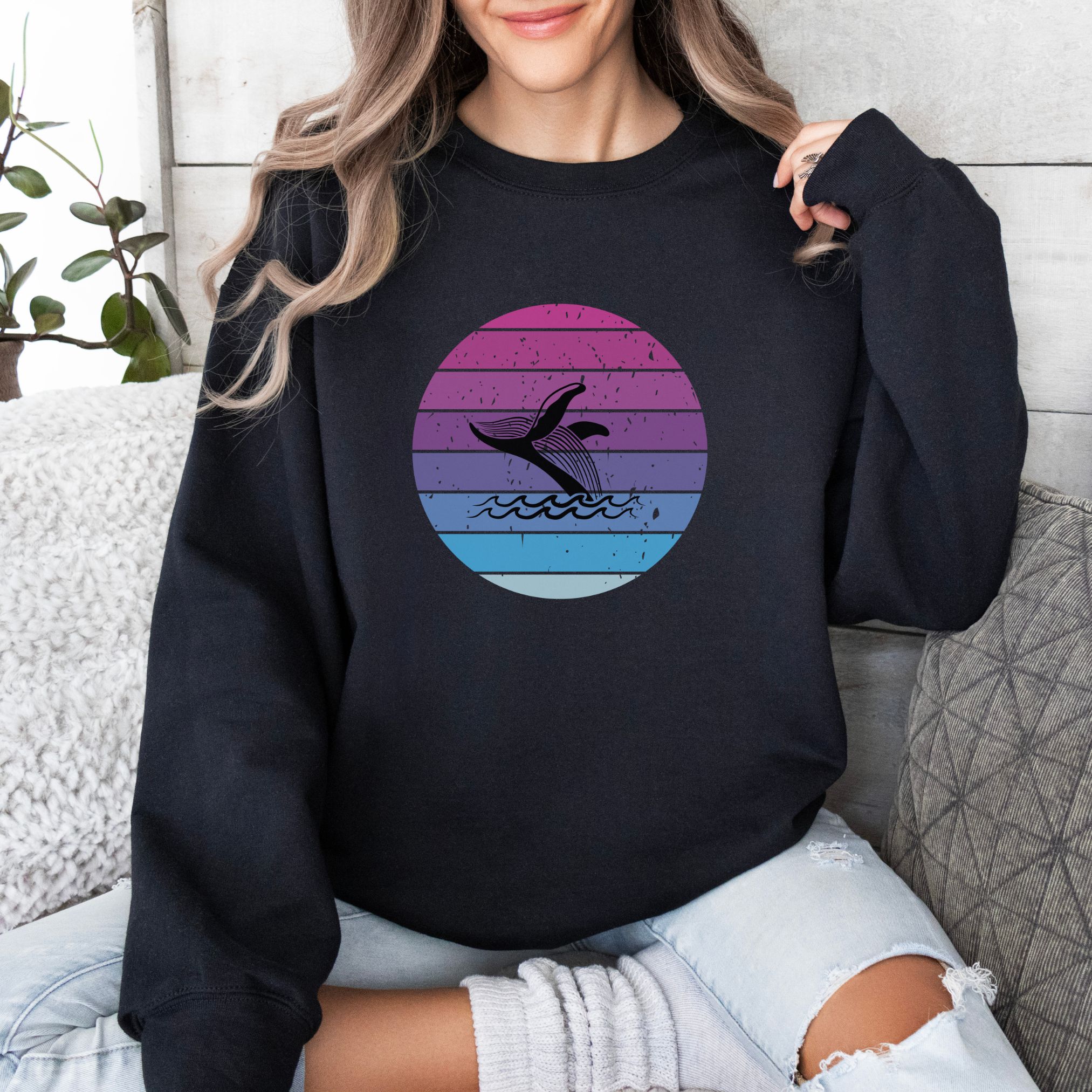 Calm Ocean Sunset Whale Sweatshirt product thumbnail image Calm Ocean Sunset Whale Sweatshirt product thumbnail image