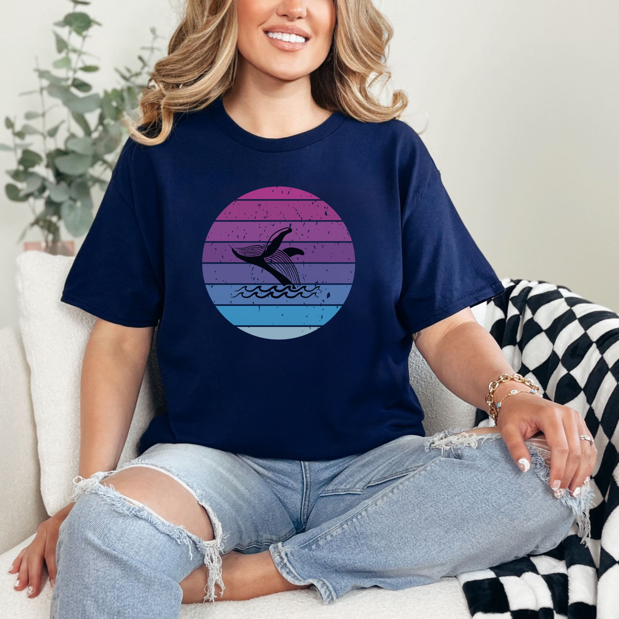Calm Ocean Sunset Whale Tee product thumbnail image