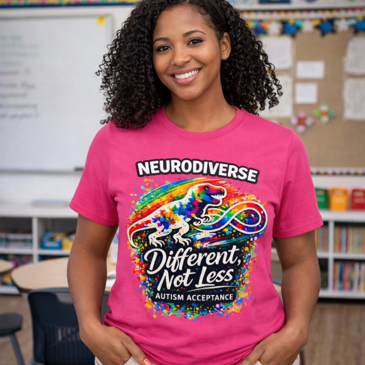 Unisex Softstyle T-Shirt Neurodiverse Different Not Less Autism Acceptance Shirt | Autism Awareness Teacher Shirt | Neurodiversity Support Tee | Inclusive Classroom Shirt product thumbnail image Unisex Softstyle T-Shirt Neurodiverse Different Not Less Autism Acceptance Shirt | Autism Awareness Teacher Shirt | Neurodiversity Support Tee | Inclusive Classroom Shirt product thumbnail image