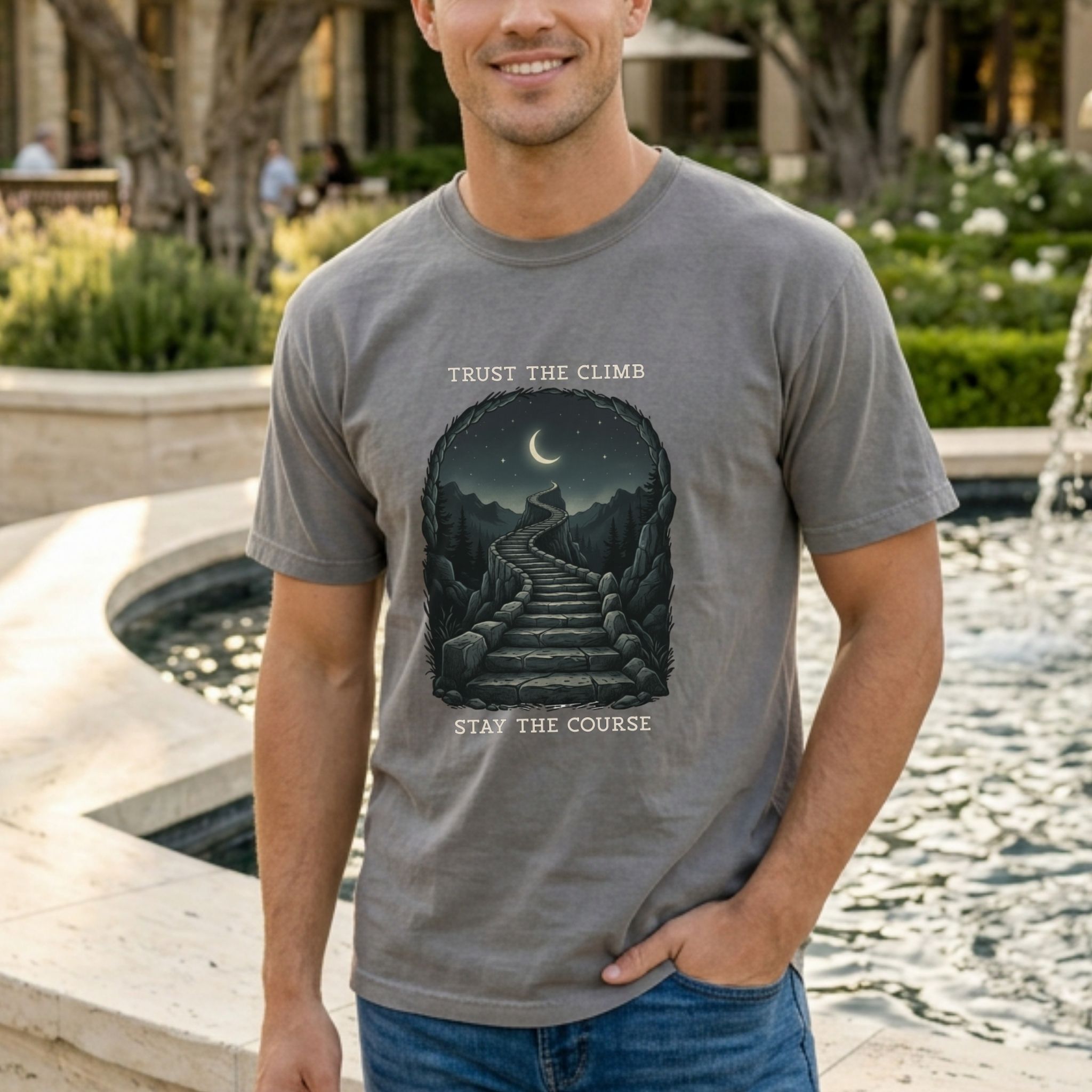 Trust The Climb | Mountain Stairway Shirt – Motivational Graphic Tee (Comfort Colors 1717) product thumbnail image Trust The Climb | Mountain Stairway Shirt – Motivational Graphic Tee (Comfort Colors 1717) product thumbnail image