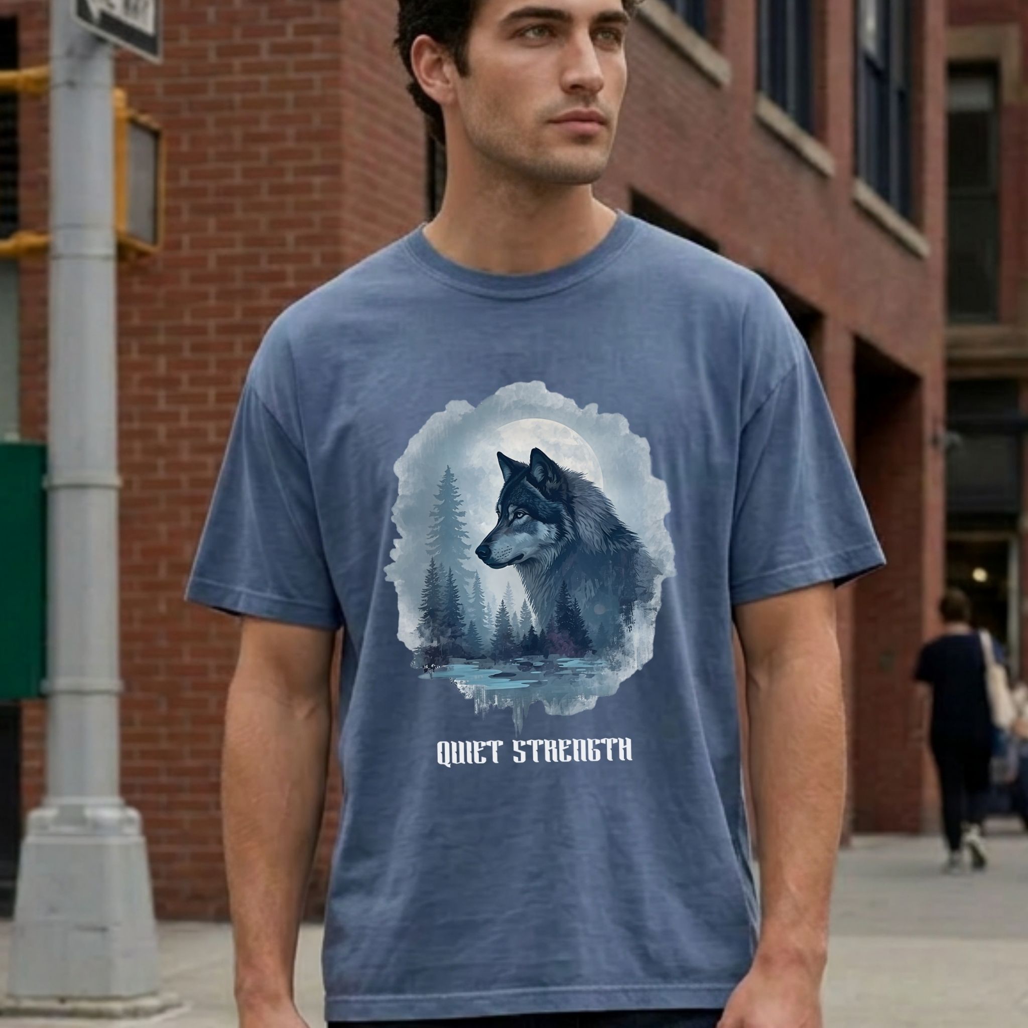 Quiet Strength – Wolf Nature Graphic Tee (Comfort Colors 1717) product thumbnail image
