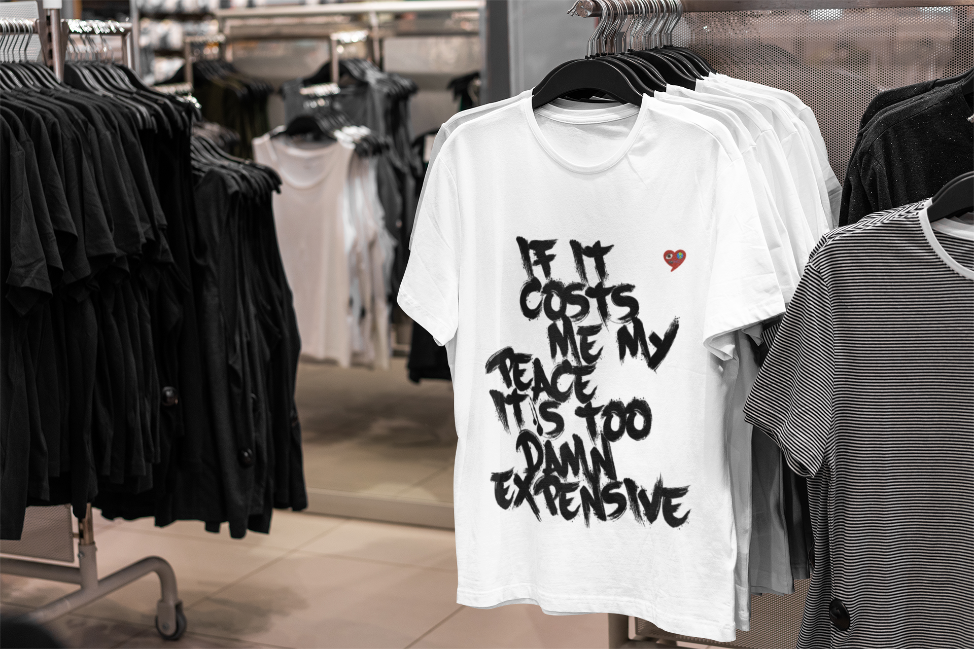 Graphic Tee — "If It Costs Me My Peace It’s Too Damn Expensive" product thumbnail image Graphic Tee — "If It Costs Me My Peace It’s Too Damn Expensive" product thumbnail image