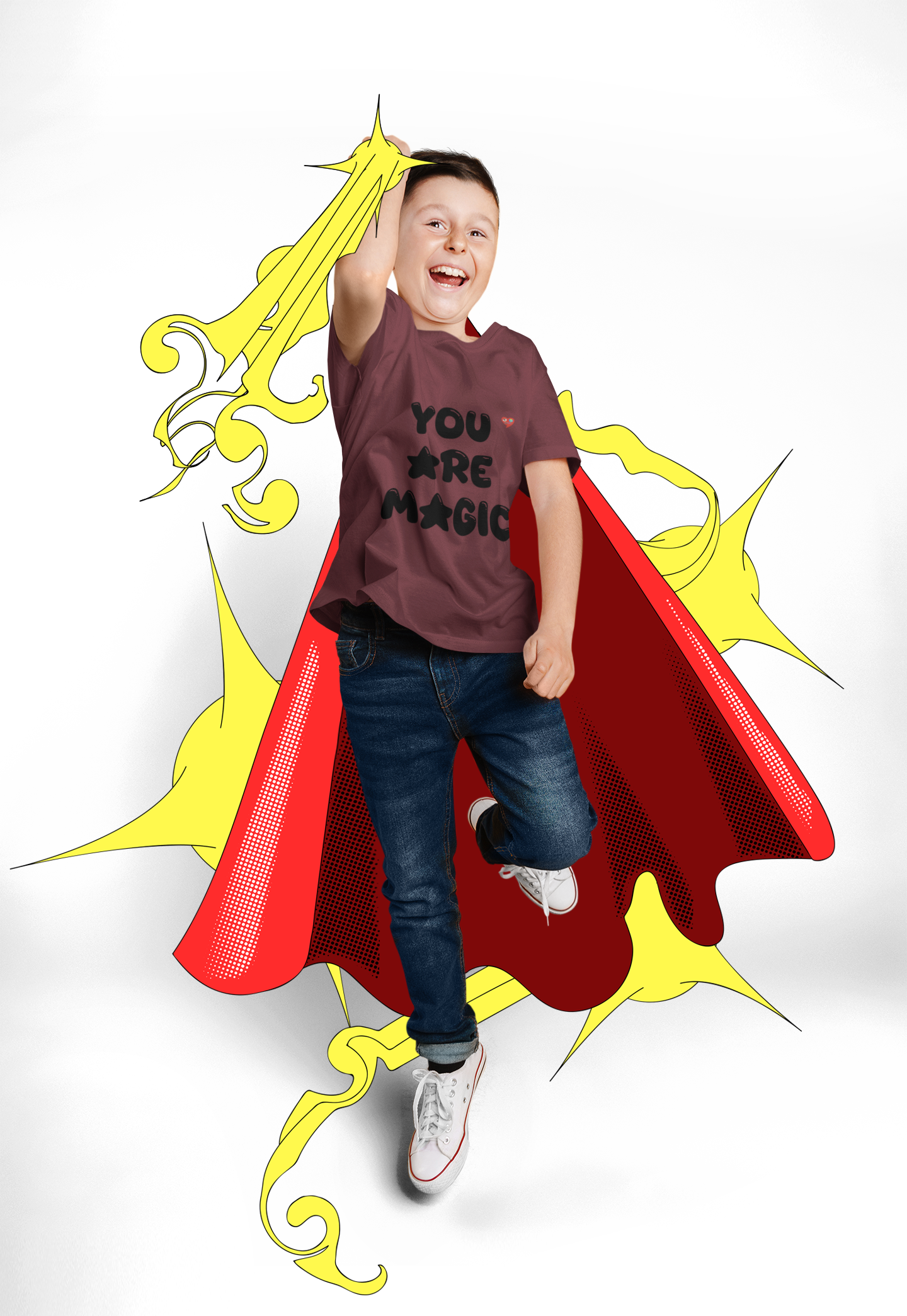You Are Magic Youth Tee — Positive Kids T-Shirt with Heart &amp; Star Design product thumbnail image