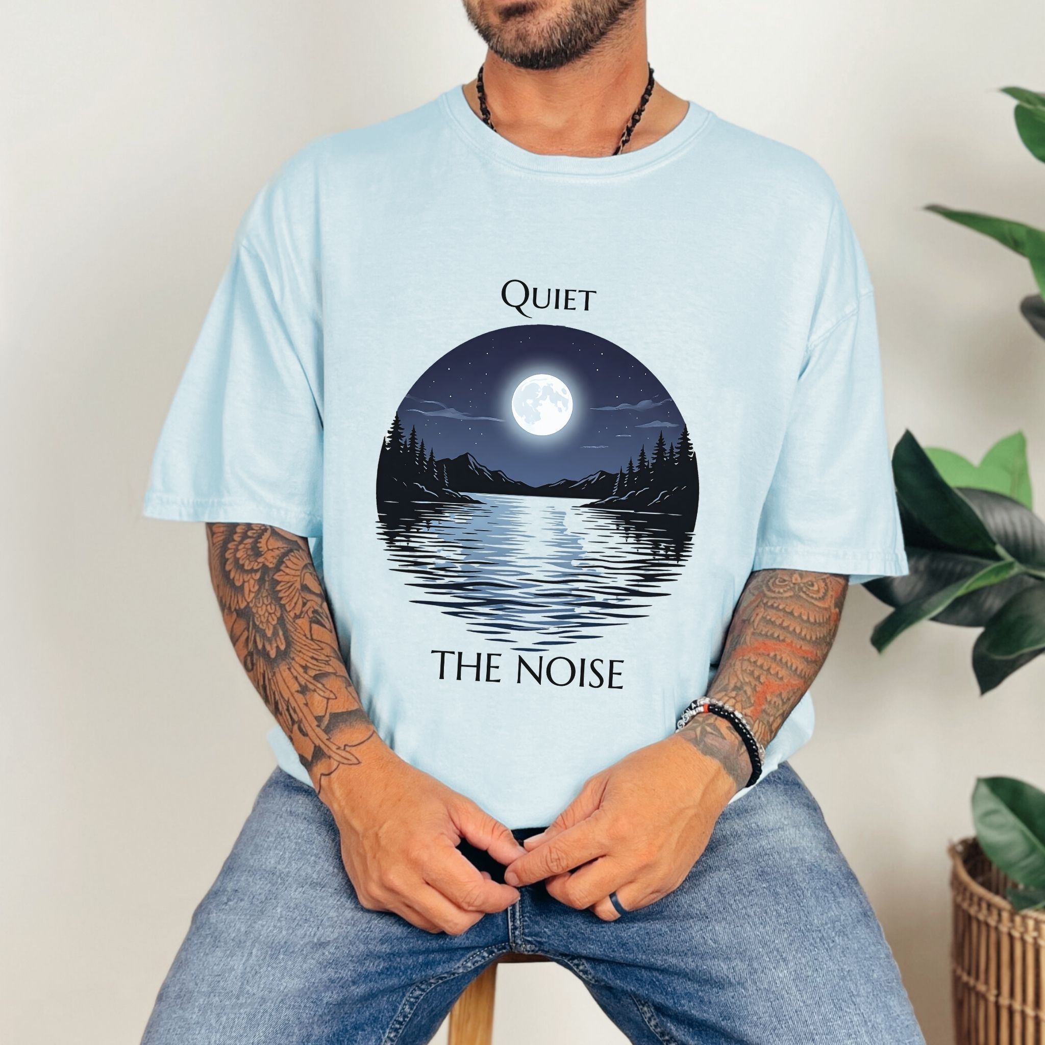 Quiet The Noise | Glowing Moon Lake Shirt – Motivational Graphic Tee (Comfort Colors 1717) product thumbnail image Quiet The Noise | Glowing Moon Lake Shirt – Motivational Graphic Tee (Comfort Colors 1717) product thumbnail image
