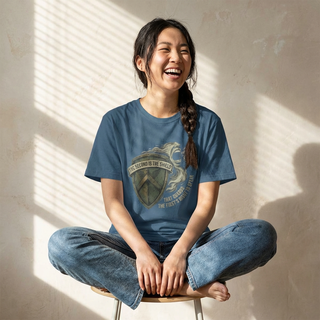 Shield Emblem T-Shirt — "The Second is the Shield" Military-Inspired Graphic Tee product thumbnail image Shield Emblem T-Shirt — "The Second is the Shield" Military-Inspired Graphic Tee product thumbnail image