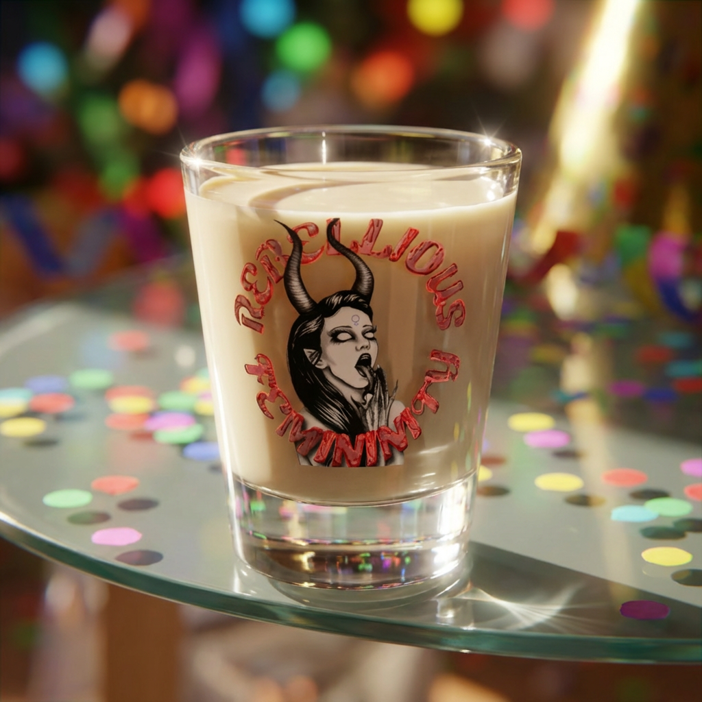 Rebellious Feminist Shot Glass — 1.5oz Devil Horn Design product thumbnail image