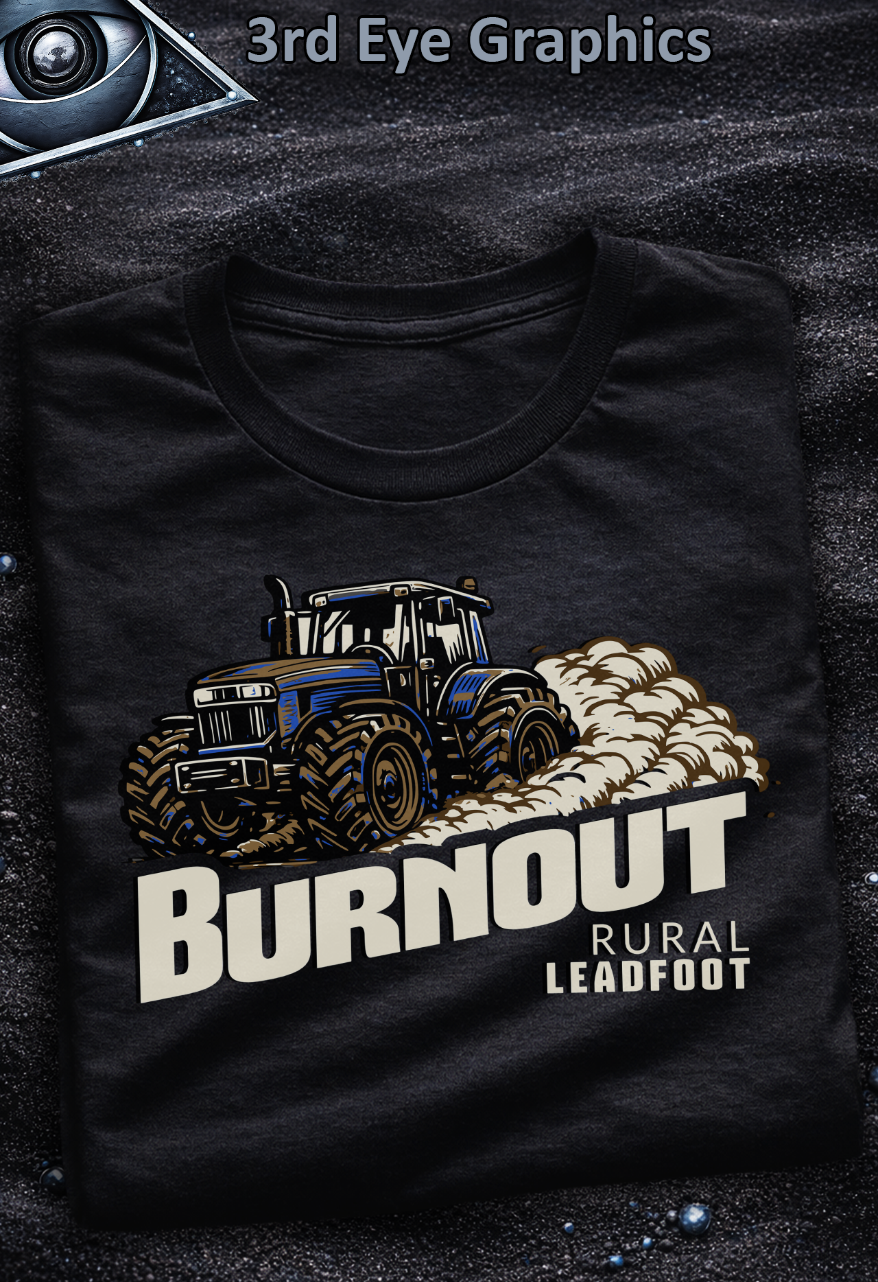 Funny Tractor Burnout Rural Lead Foot Graphic T-Shirt // V1 Blue product thumbnail image Funny Tractor Burnout Rural Lead Foot Graphic T-Shirt // V1 Blue product thumbnail image
