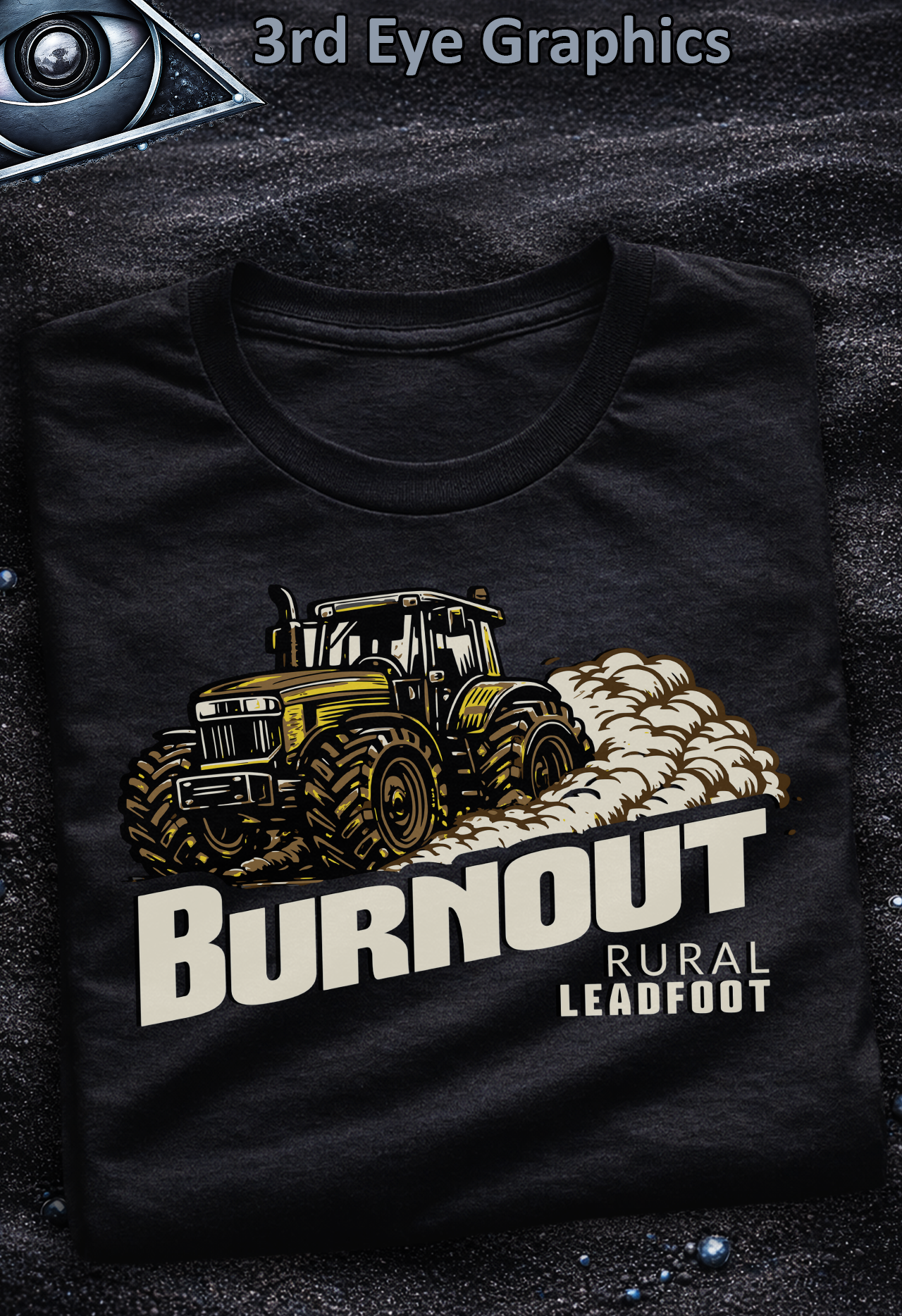 Funny Tractor Burnout Rural Lead Foot Graphic T-Shirt // V1 Yellow product thumbnail image