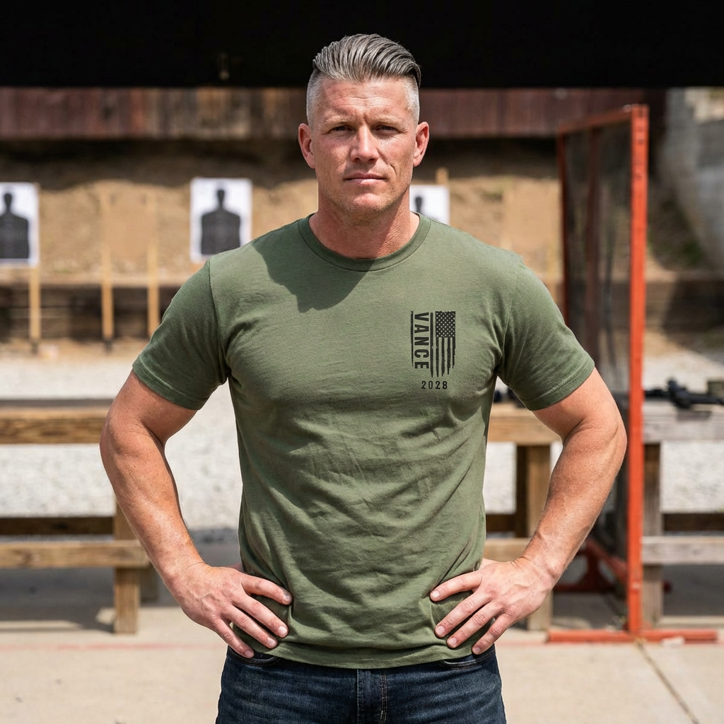 Vance 2028 Vertical Flag T-Shirt — Minimal Campaign Graphic Tee product thumbnail image