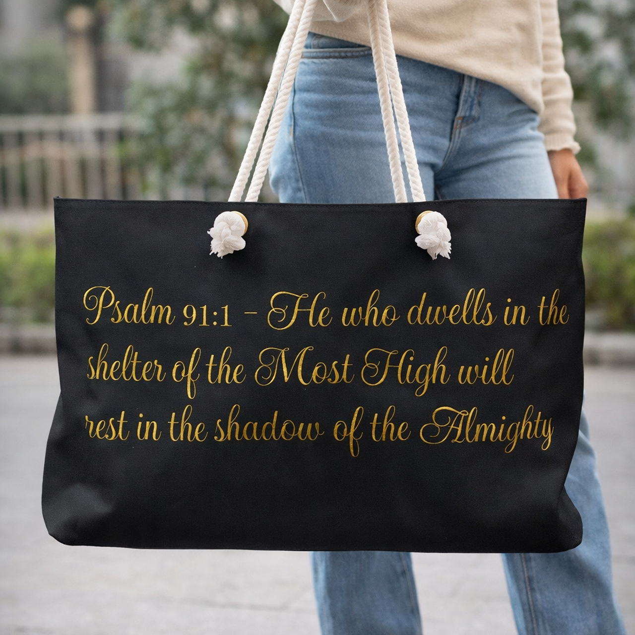 Psalm 91:1 Weekender Bag | Faith Travel Tote | Christian Overnight Bag