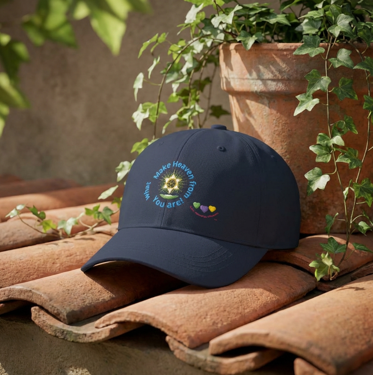 Blue Heaven, Embroidered Cap - "Make Heaven from what You Are!" Edition | Baseball, Spiritual, Eveyday Hat - One Size product thumbnail image Blue Heaven, Embroidered Cap - "Make Heaven from what You Are!" Edition | Baseball, Spiritual, Eveyday Hat - One Size product thumbnail image