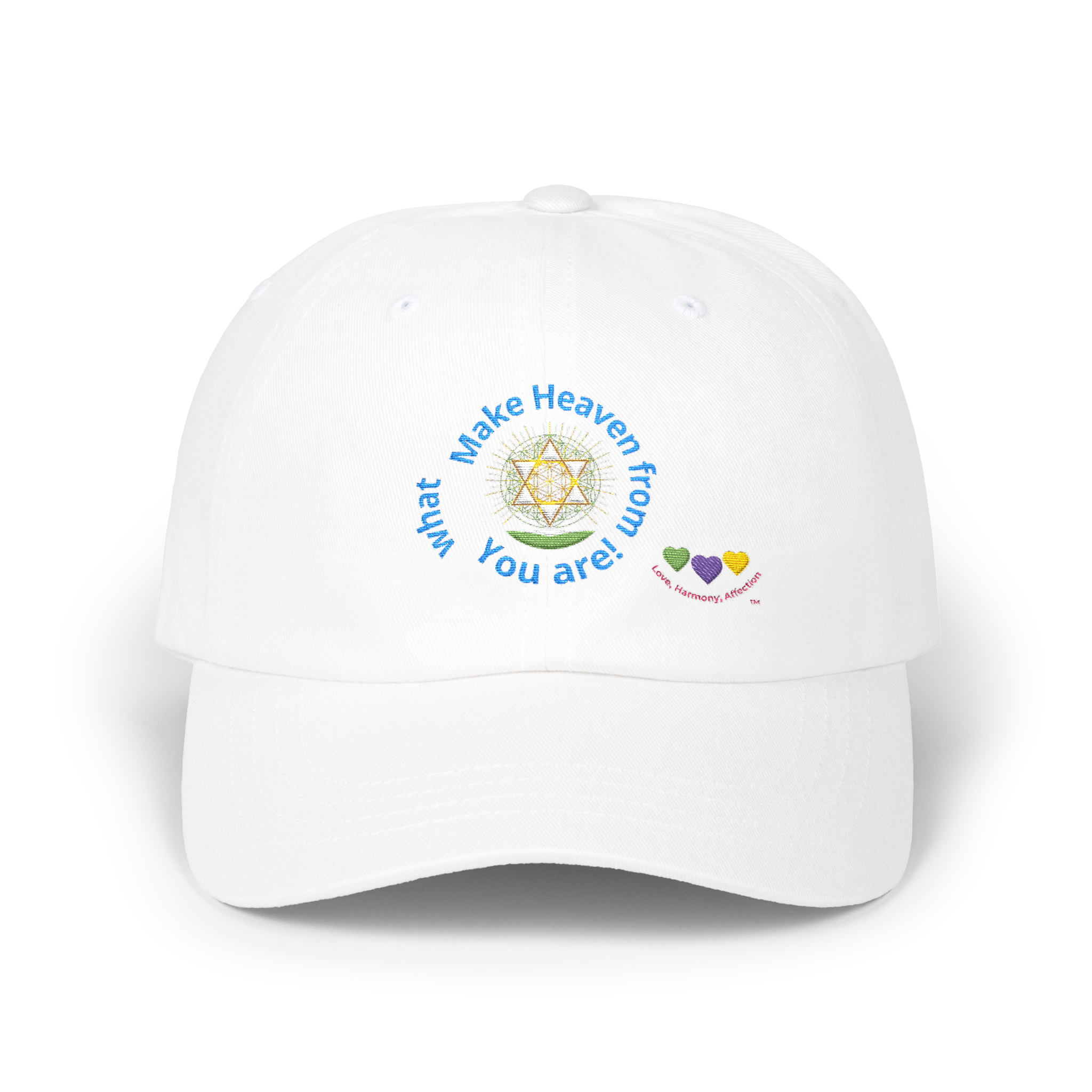 Pure Heaven, Embroidered Cap - "Make Heaven from what You Are!" Edition | Baseball, Spiritual, Eveyday Hat - One Size product thumbnail image Pure Heaven, Embroidered Cap - "Make Heaven from what You Are!" Edition | Baseball, Spiritual, Eveyday Hat - One Size product thumbnail image