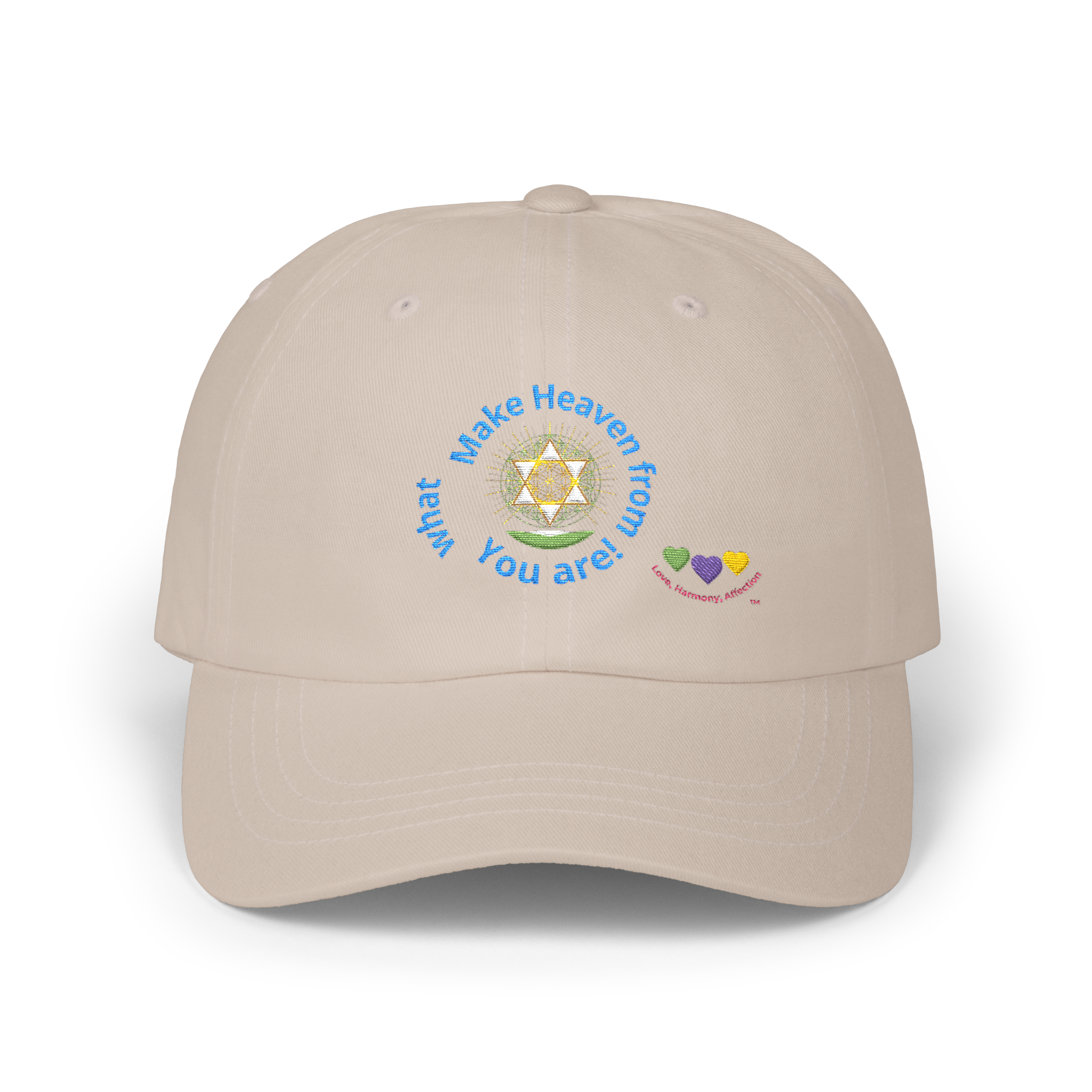 Stone Blue, Embroidered Cap - "Make Heaven from what You Are!" Edition | Baseball, Spiritual, Eveyday Hat - One Size