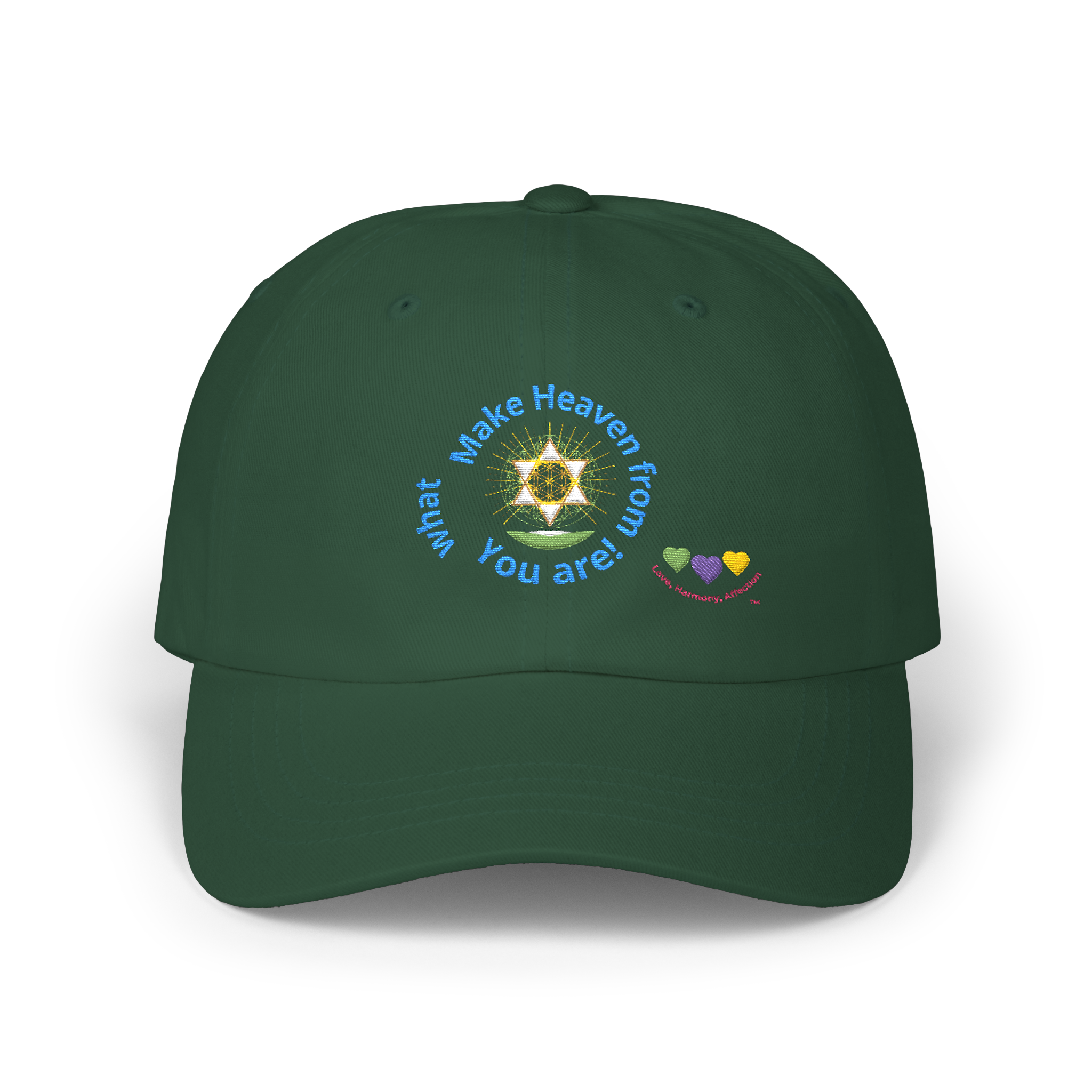 Green Heaven, Embroidered Cap - "Make Heaven from what You Are!" Edition | Baseball, Spiritual, Eveyday Hat - One Size product thumbnail image