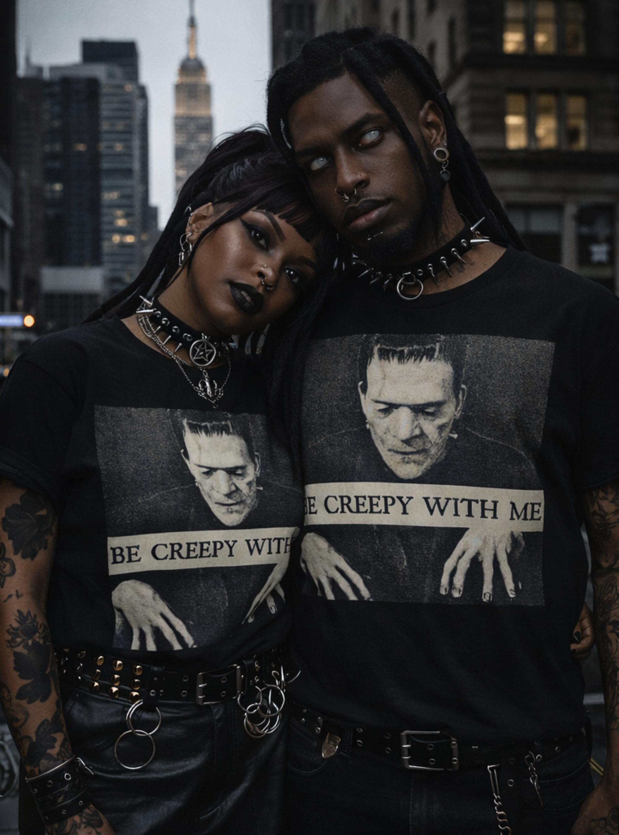 Be Creepy With Me Tee – Gothic Horror Streetwear