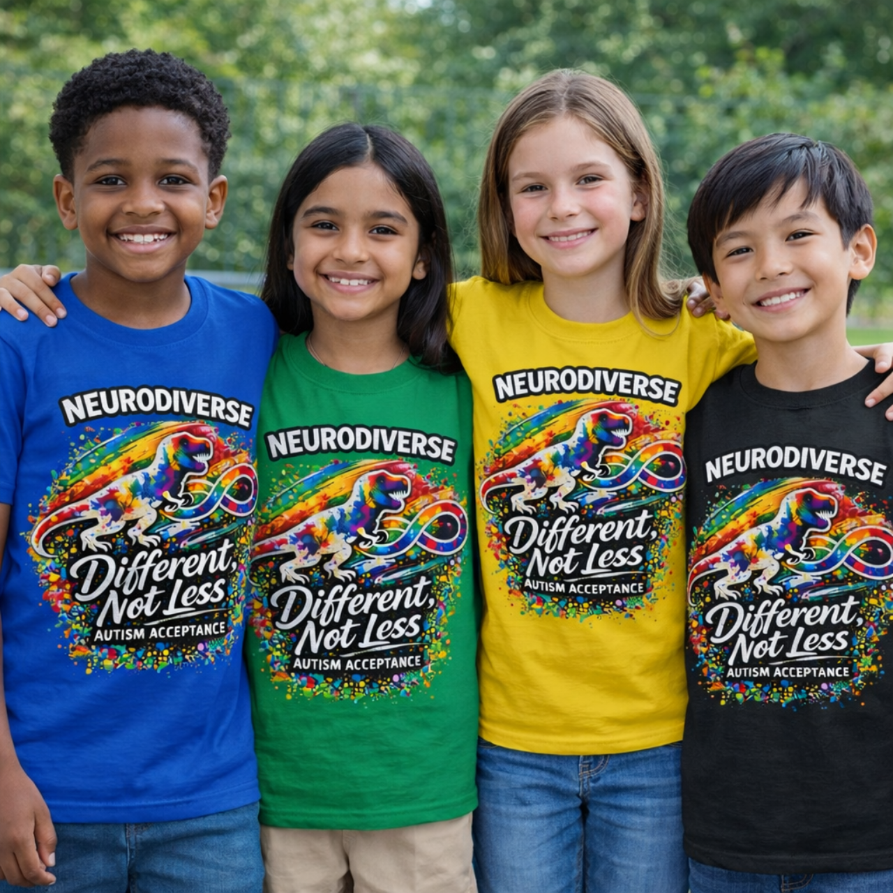 Neurodiverse Different Not Less Youth Shirt | Autism Acceptance Tee for Kids | Inclusive School &amp; Awareness Shirt