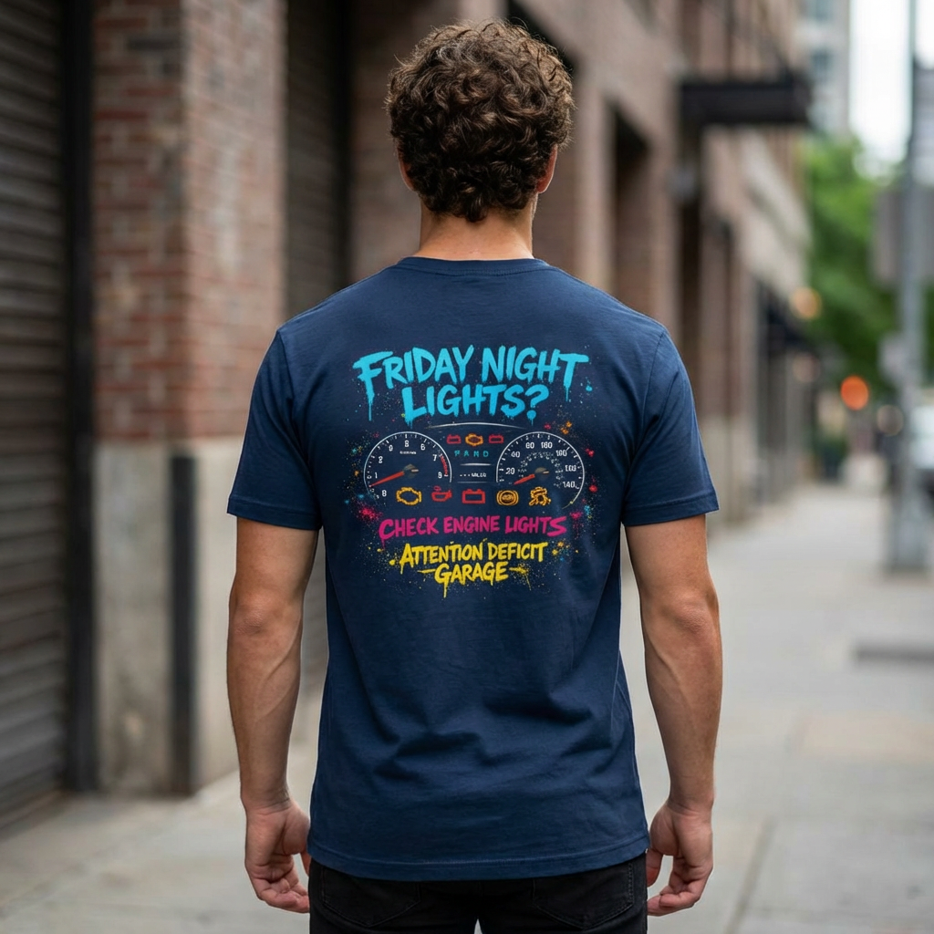 Friday Night Check Engine Lights Tee – Project Car Shirt by Attention Deficit Garage product thumbnail image Friday Night Check Engine Lights Tee – Project Car Shirt by Attention Deficit Garage product thumbnail image