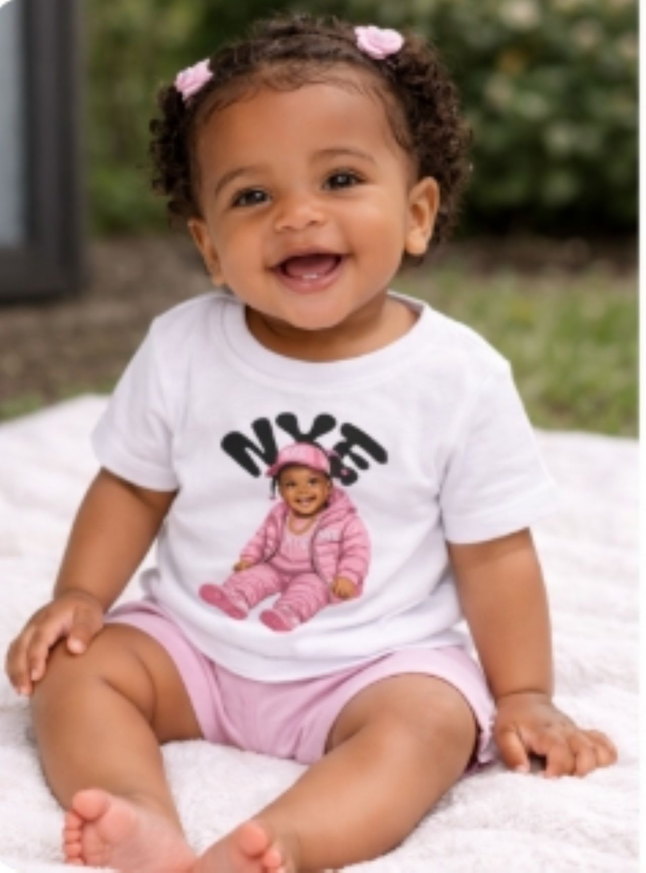 Infant Tee — 'NYE' Pink Puffer Baby Design (Young Emmalyn Circle Logo)