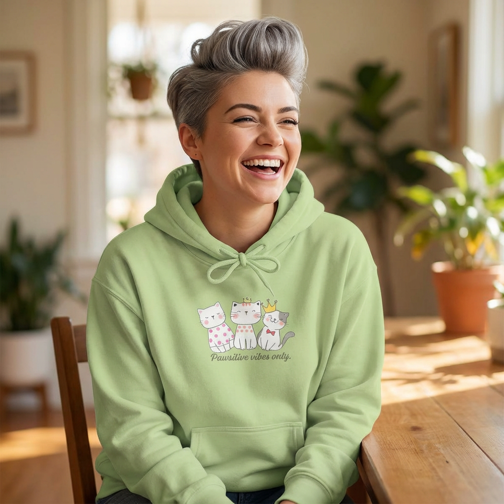 Cute Cat Trio Hoodie — "Friends for Fur-ever" Graphic product thumbnail image