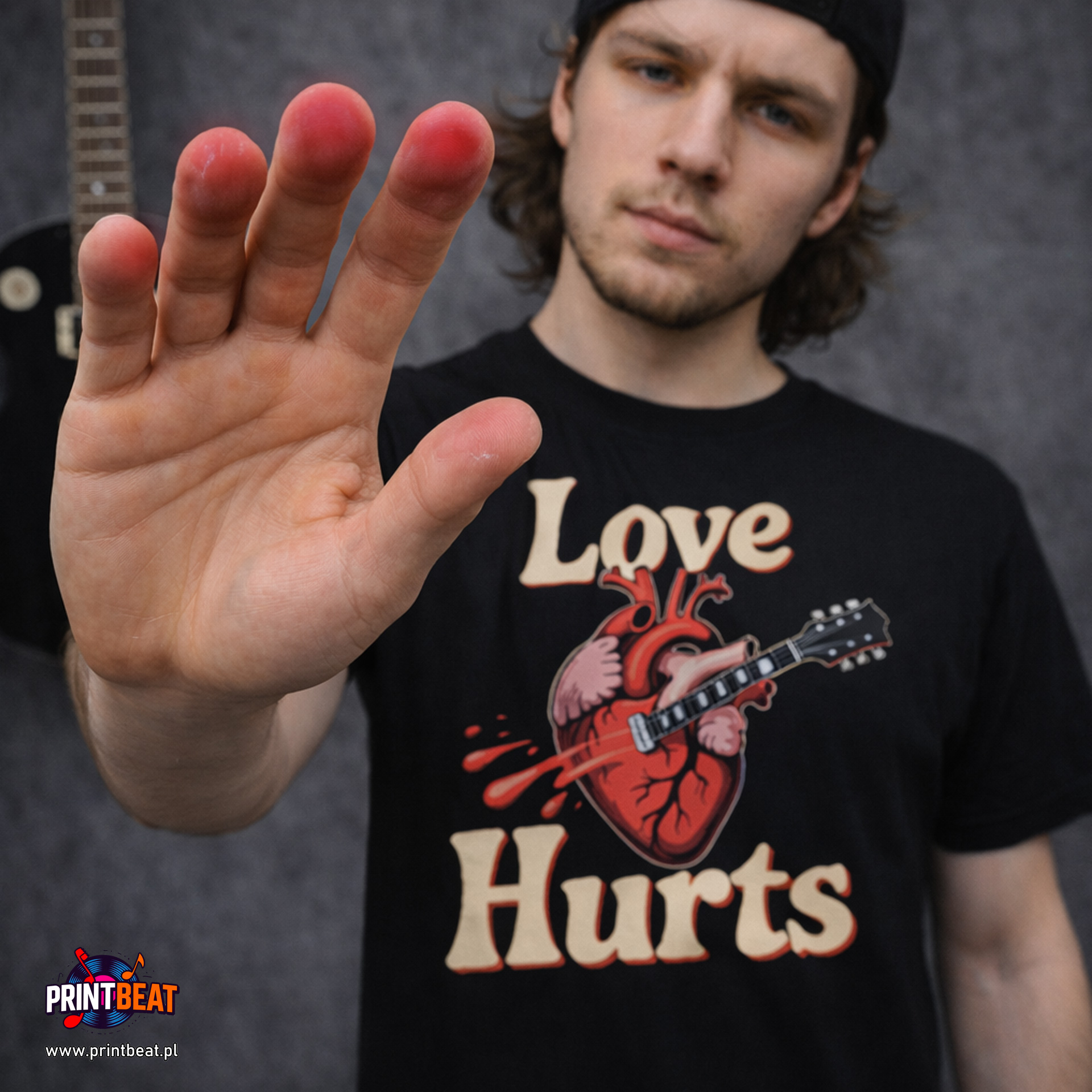"LOVE HURTS" Tee — Vintage Heart & Guitar Graphic T-Shirt product thumbnail image "LOVE HURTS" Tee — Vintage Heart & Guitar Graphic T-Shirt product thumbnail image