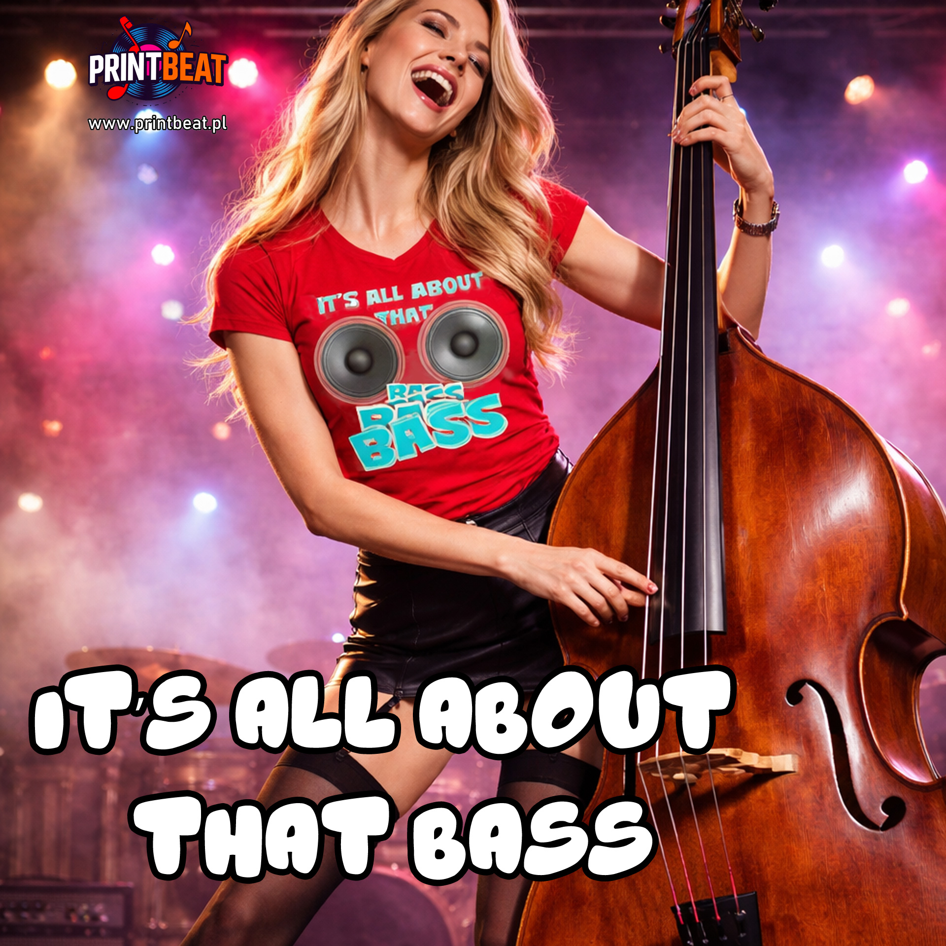 "IT'S ALL ABOUT THAT BASS"  Bass Speakers Crop Tee — "It's All About That Bass" Graphic Baby T-Shirt product thumbnail image