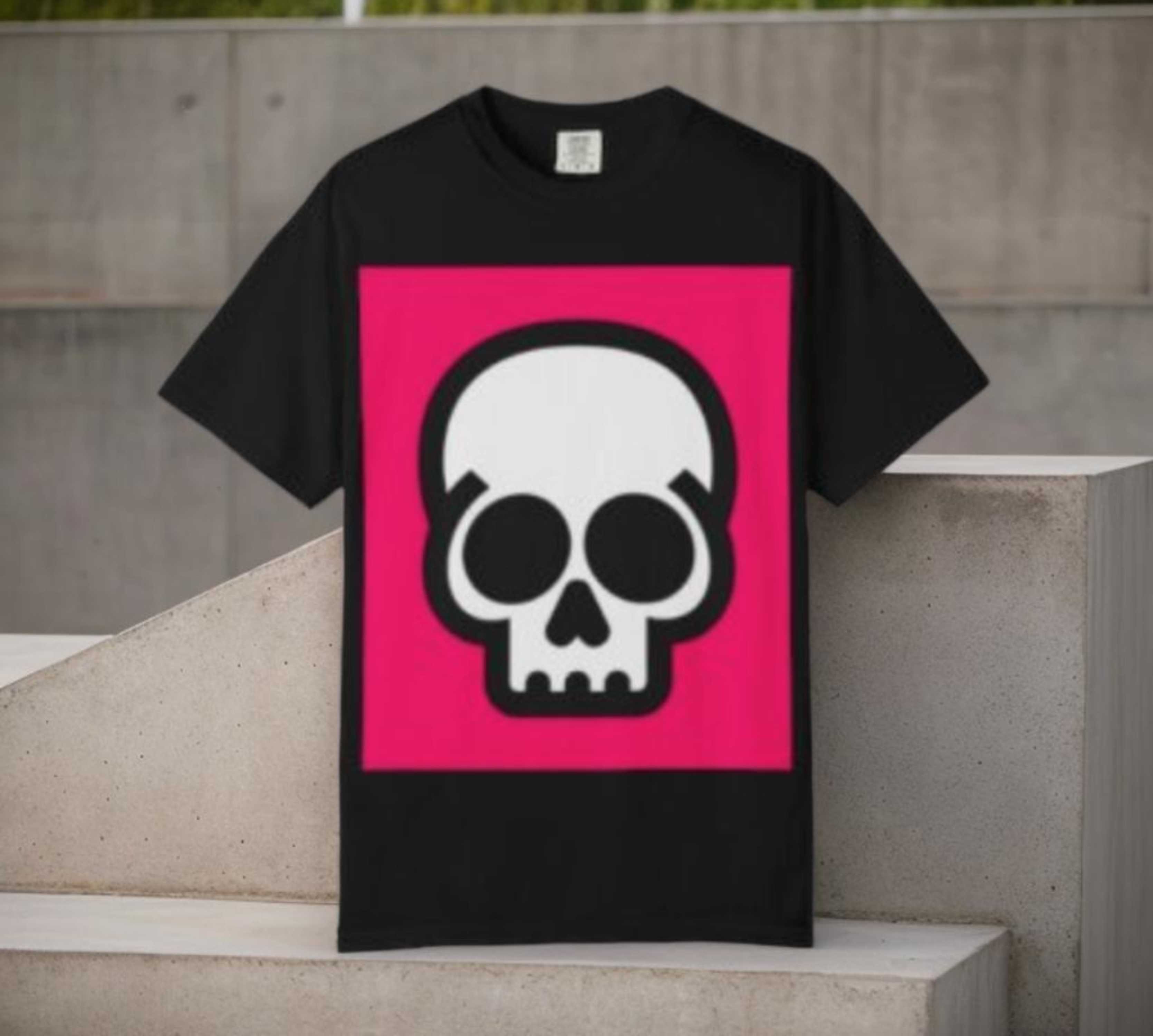 Skull Graphic T-Shirt — Bold Pink Square Skull Tee product thumbnail image