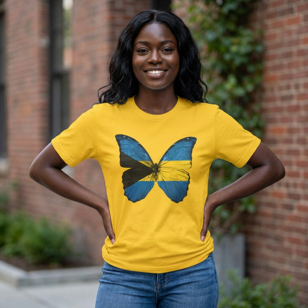 Bahamian Women's Butterfly Flag  Graphic T-Shirt
