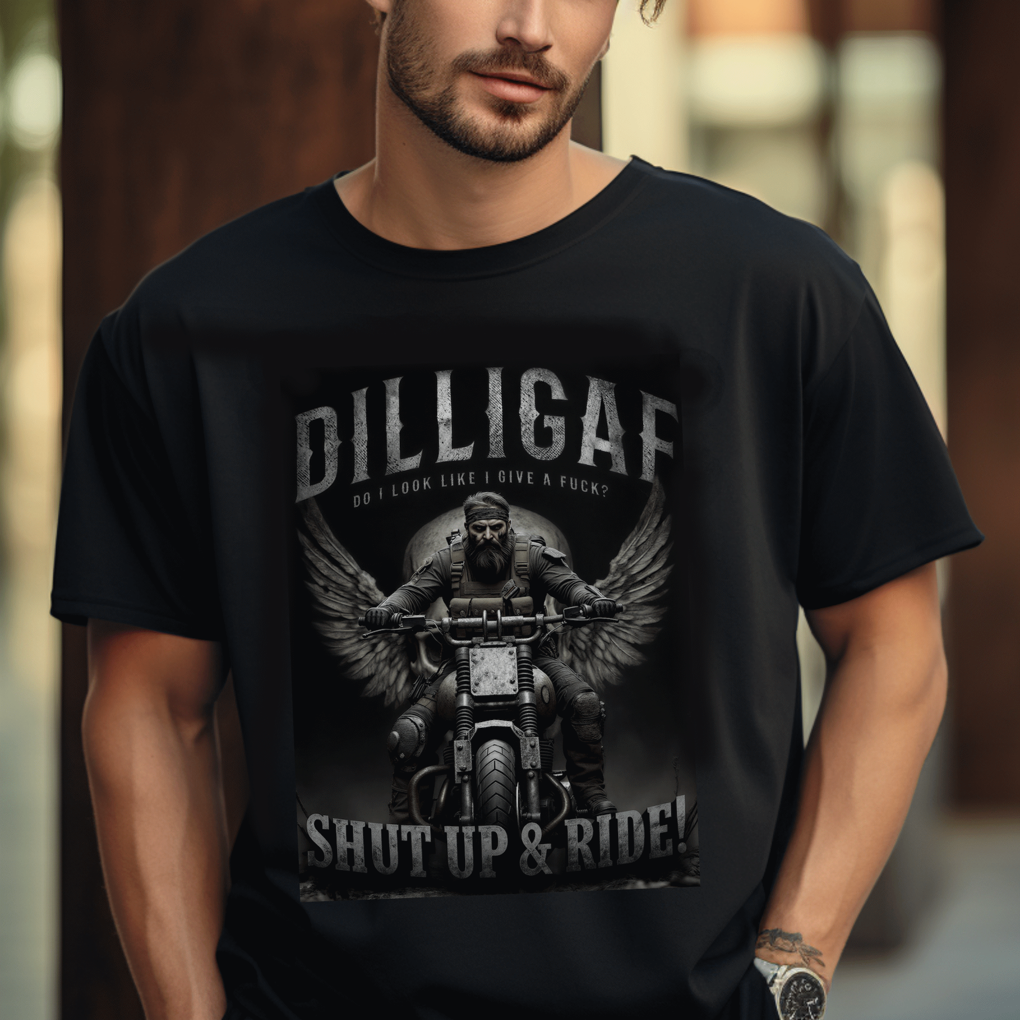 DILLIGAF T-Shirt | Shut Up & Ride Shirt | Motorcycle Graphic Tee product thumbnail image DILLIGAF T-Shirt | Shut Up & Ride Shirt | Motorcycle Graphic Tee product thumbnail image