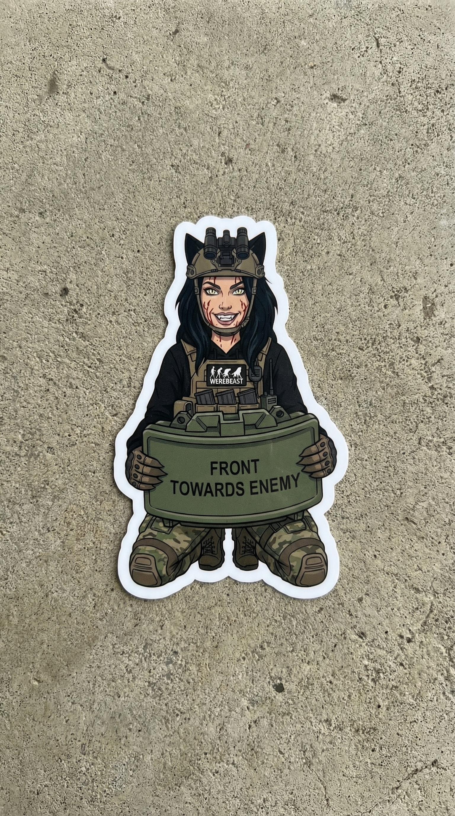 Rhea “Front Towards Enemy” WereBeast Sticker product thumbnail image