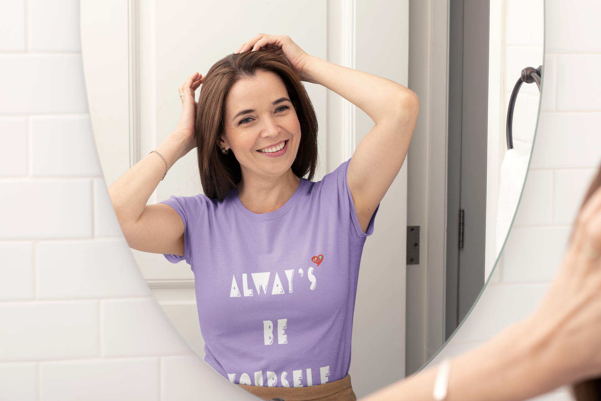 Always Be Yourselfr T-Shirt — Minimal Small Red Heart Chest Tee product thumbnail image Always Be Yourselfr T-Shirt — Minimal Small Red Heart Chest Tee product thumbnail image