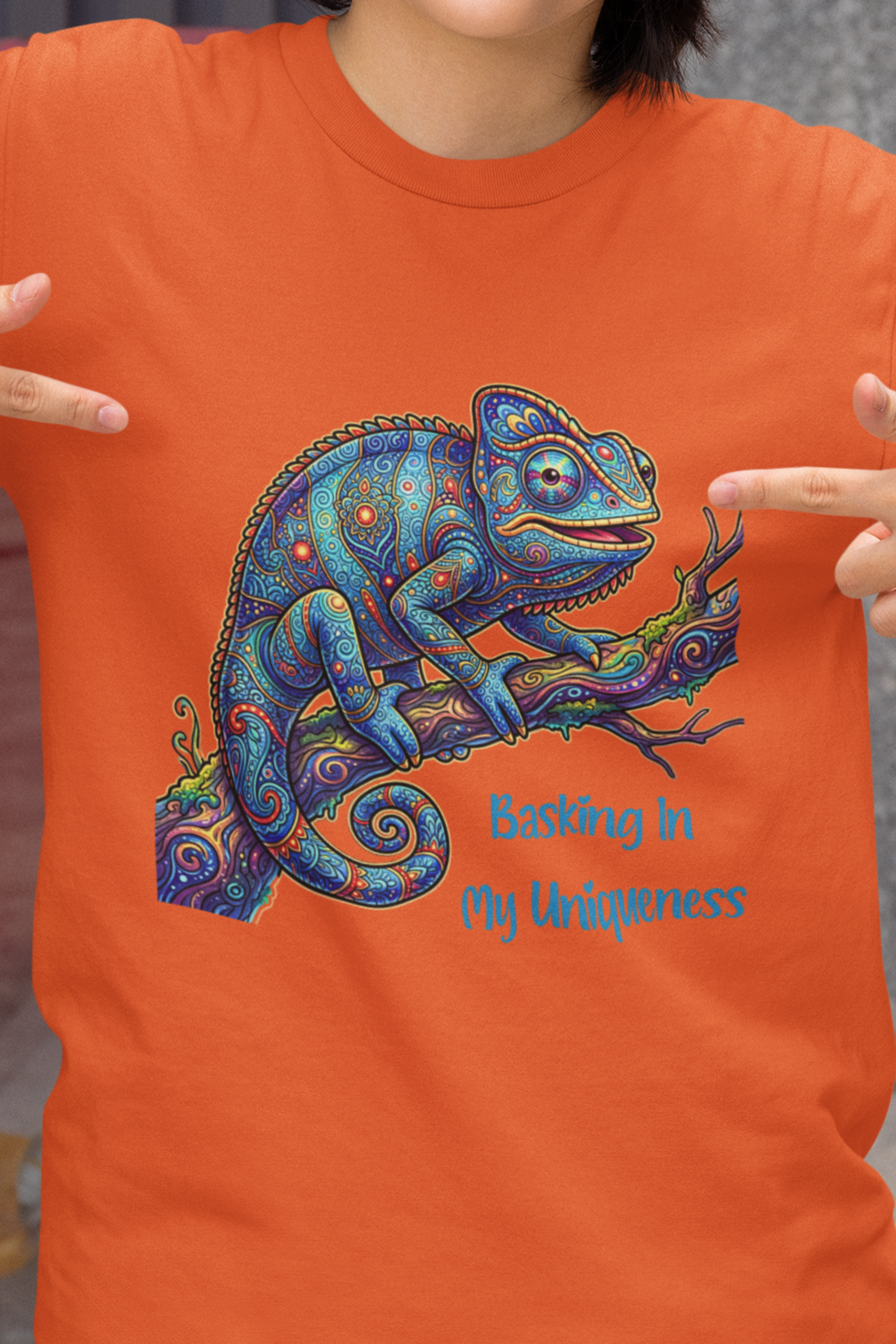  Colorful Chameleon "Embracing My Uniqueness" Graphic | Gildan Softstyle Adult Unisex T-Shirt | Autism Awareness Neurodiversity Acceptance and Empowerment Graphic Tee product thumbnail image