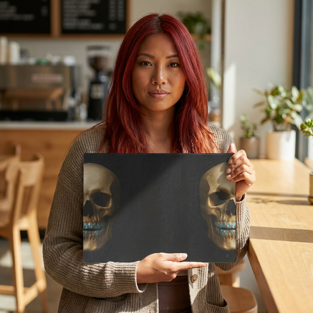 Glass Cutting Board — Skull with Jeweled Teeth Decorative Kitchen Board product thumbnail image