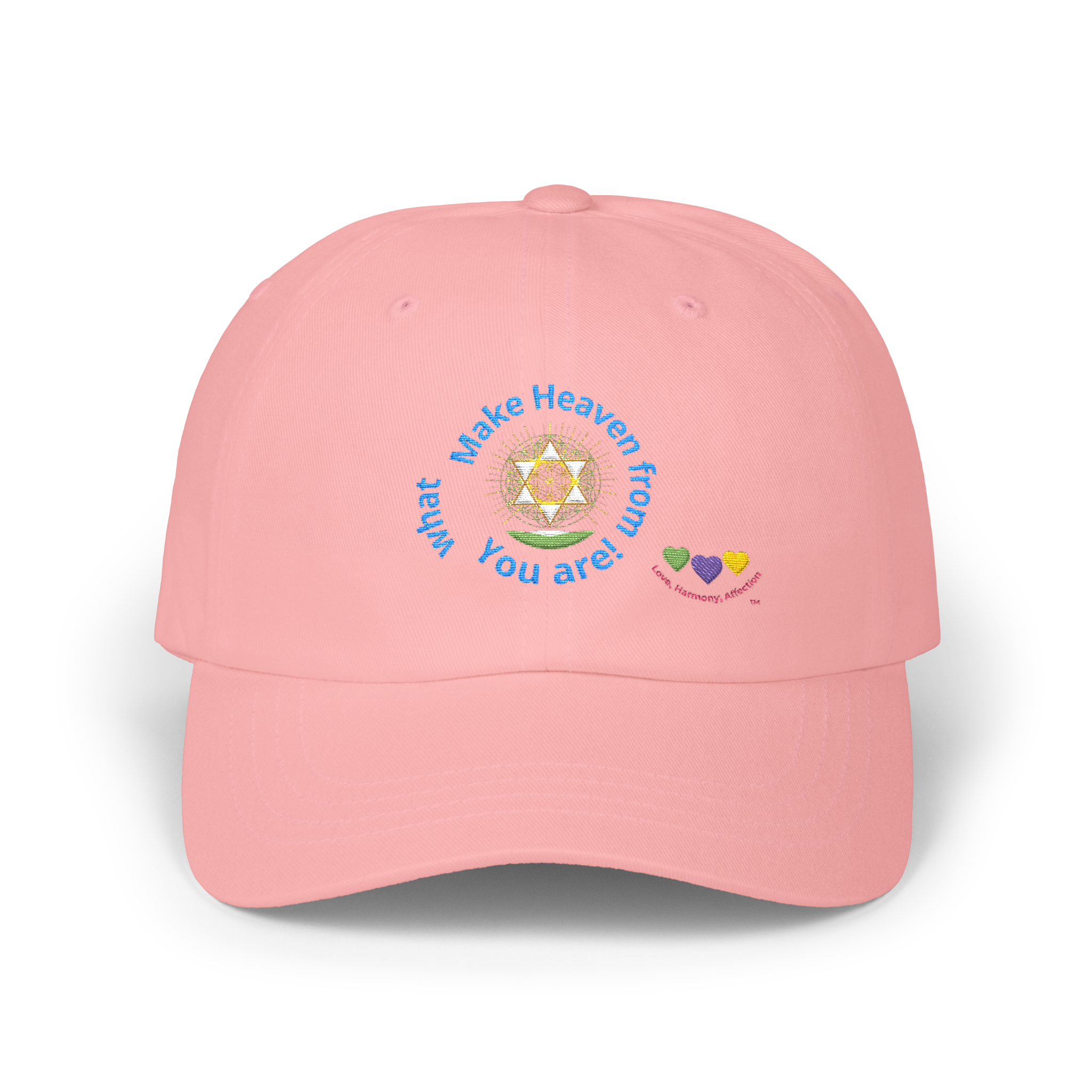 Pink-Blue, Embroidered Cap - "Make Heaven from what You Are!" Edition | Baseball, Spiritual, Eveyday Hat - One Size product thumbnail image