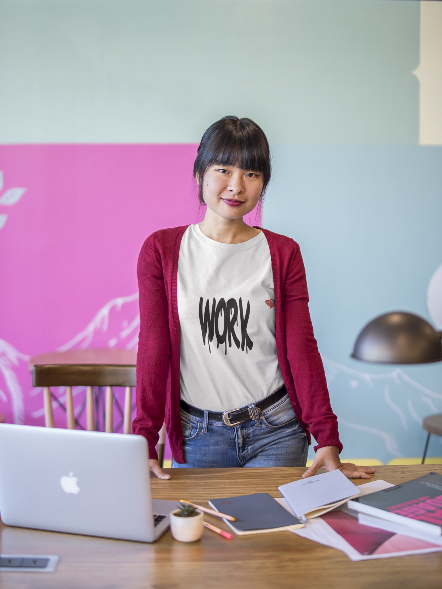 Work Graphic T-Shirt with Mini Heart Logo product thumbnail image Work Graphic T-Shirt with Mini Heart Logo product thumbnail image