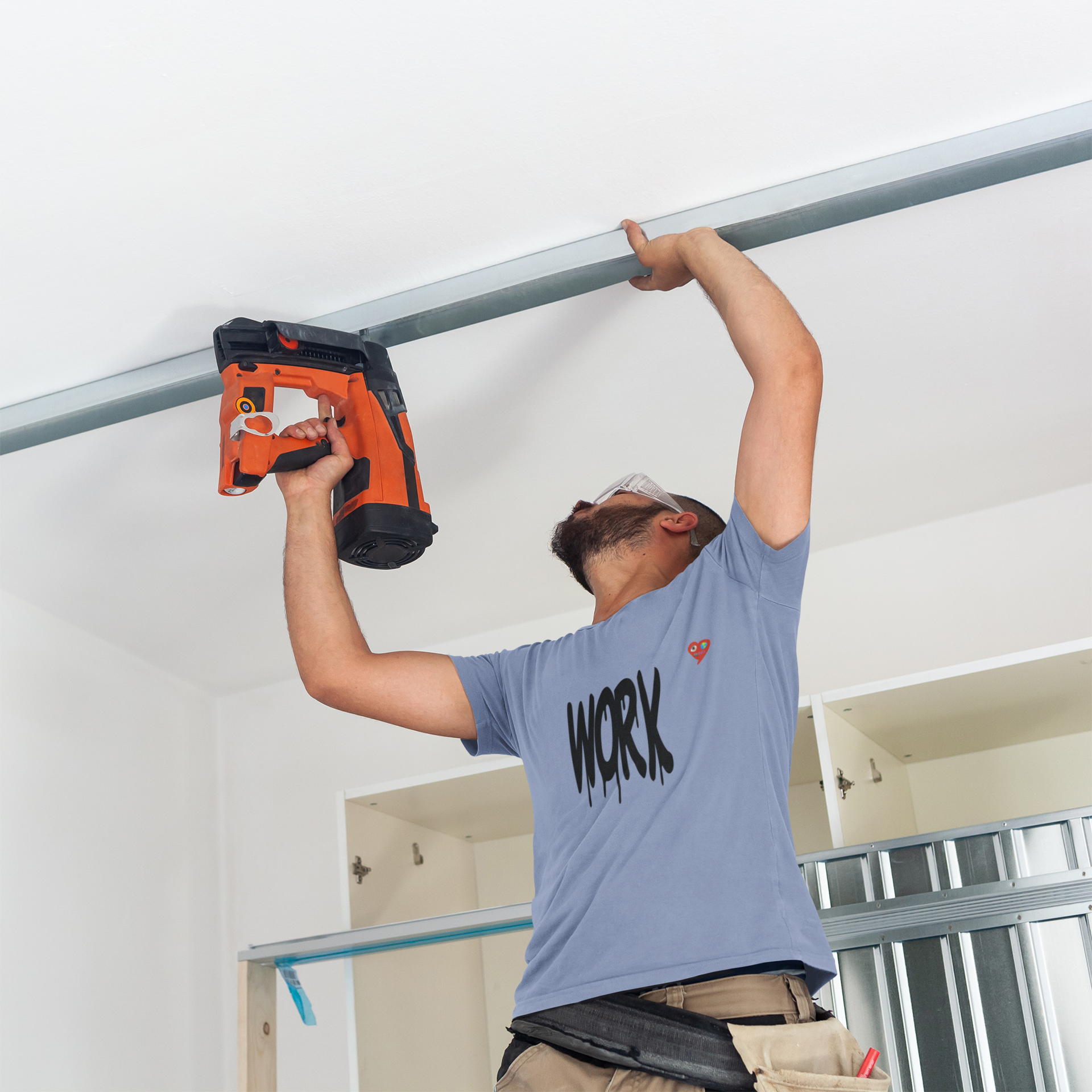 Work Graphic T-Shirt with Mini Heart Logo product thumbnail image Work Graphic T-Shirt with Mini Heart Logo product thumbnail image