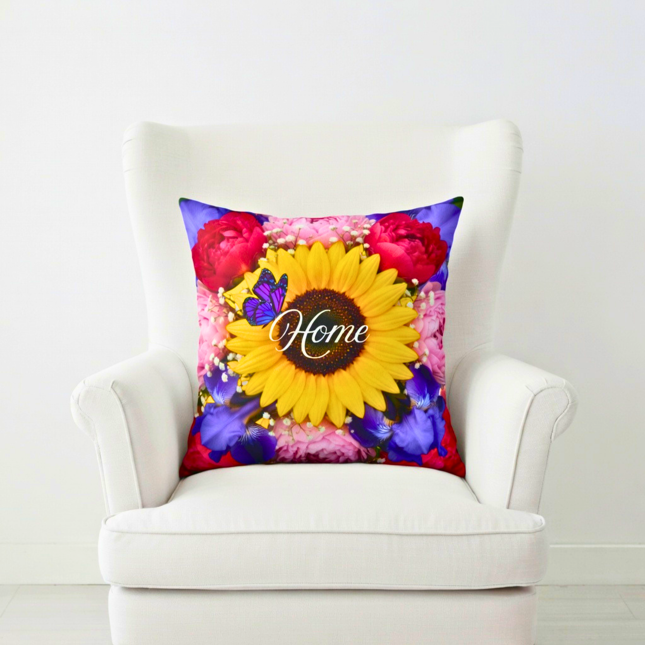Sunflower Pillow | Floral Throw Cushion, Bright Summer Flower Decor | New Home Gift Idea product thumbnail image