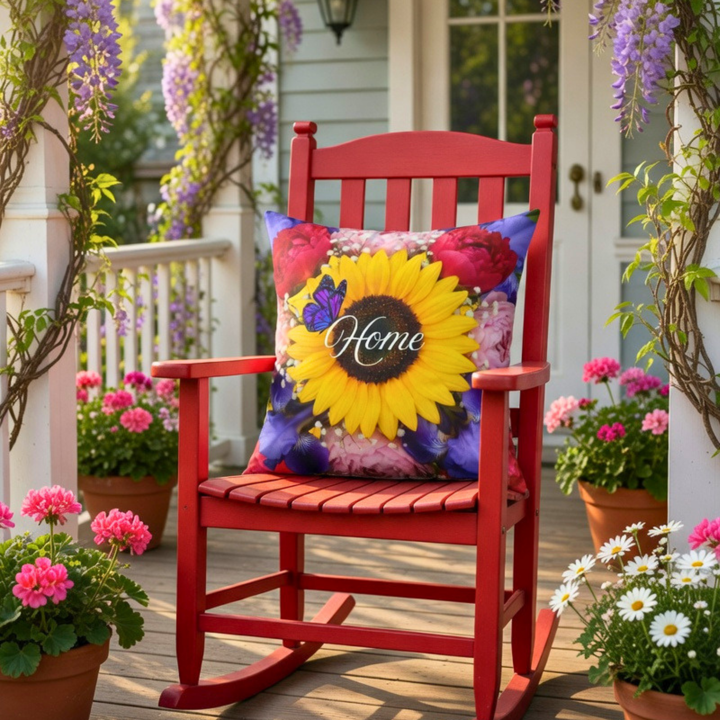 Sunflower Pillow | Floral Throw Cushion, Bright Summer Flower Decor | New Home Gift Idea product thumbnail image