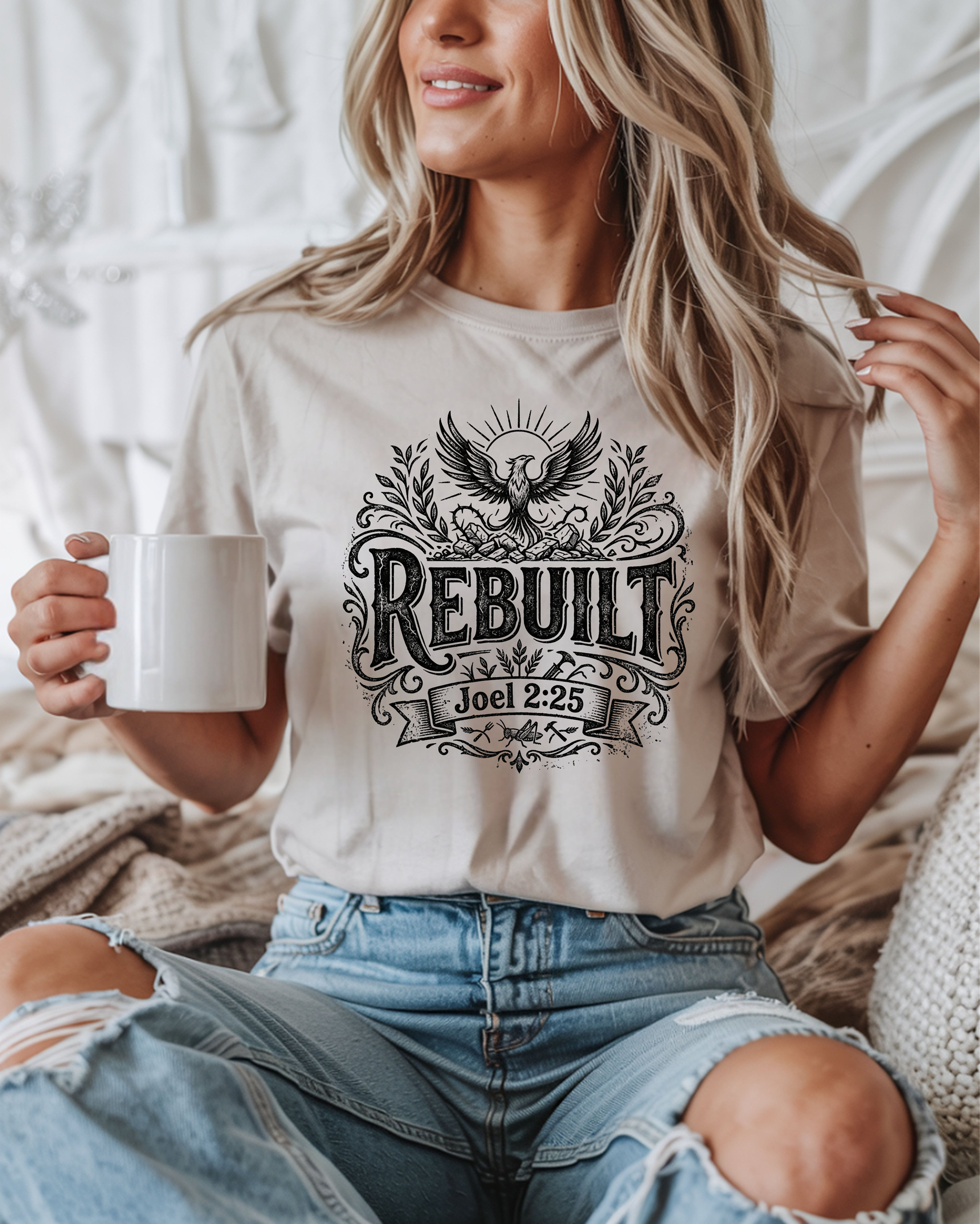 Rebuilt Joel 2:25 Graphic T-Shirt — Christian Inspirational Faith Tee product thumbnail image