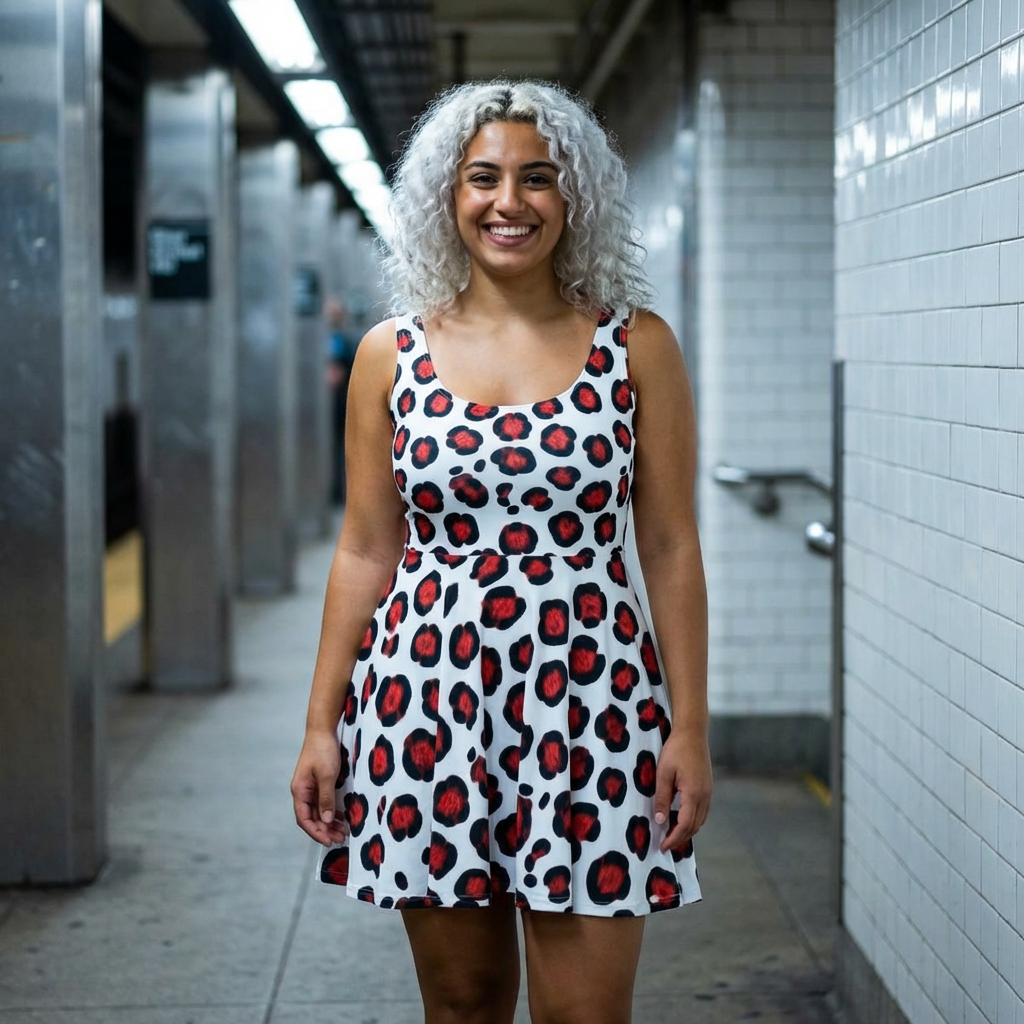 Red Leopard Print Skater Dress — Women's Floral-Inspired Animal Print AOP product thumbnail image Red Leopard Print Skater Dress — Women's Floral-Inspired Animal Print AOP product thumbnail image
