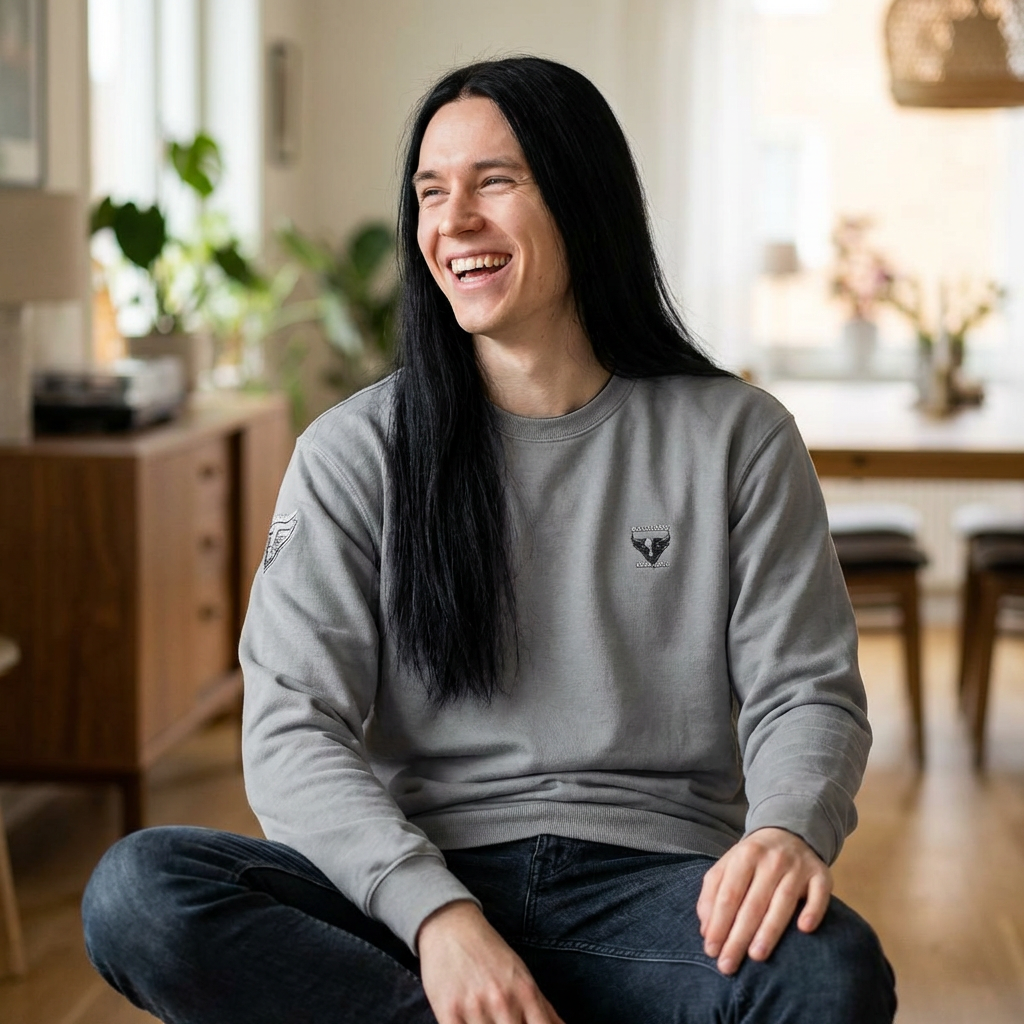 Crewneck Sweatshirt — 'Maniac Forever' Vintage Robot vs. Hero Graphic